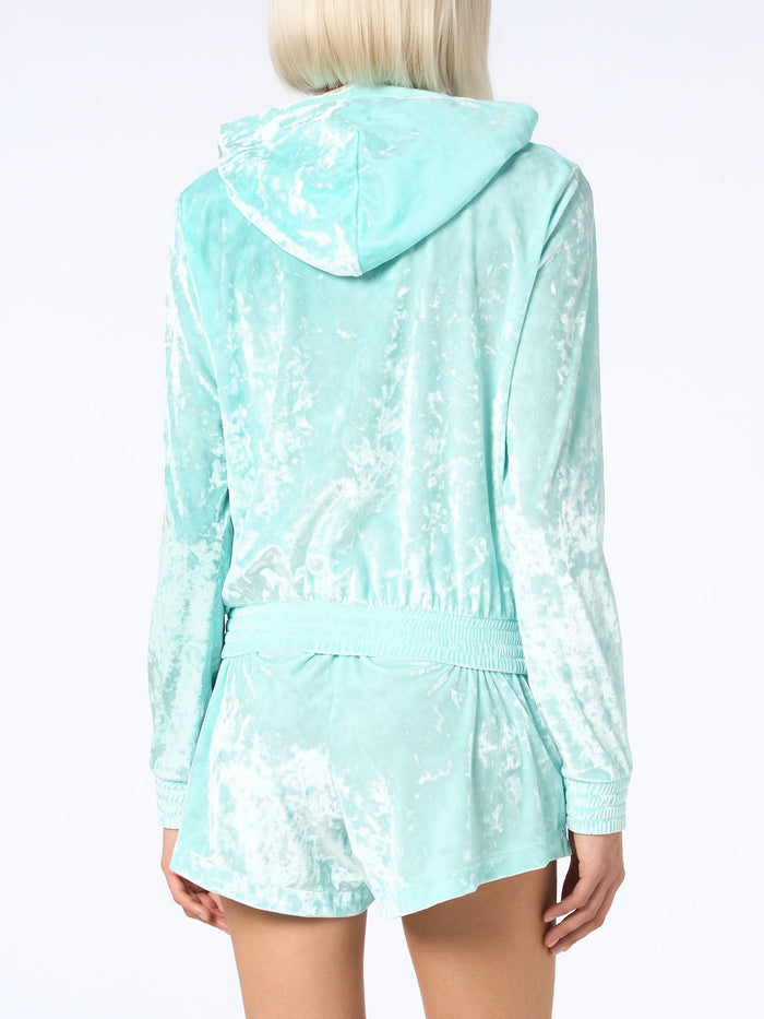 Water Green Chenille Jasmine Zip Hoodie Sweatshirt