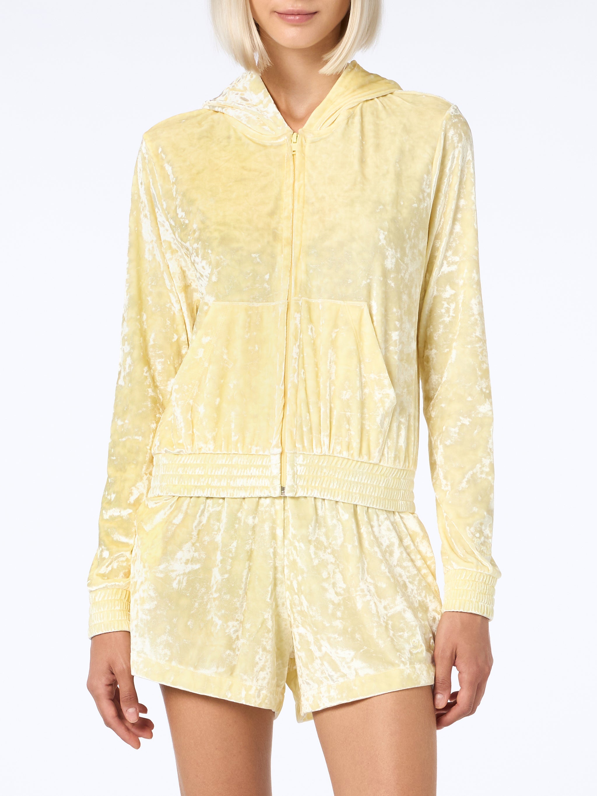 Jasmine Pale Yellow Terry Zip Hoodie Sweatshirt