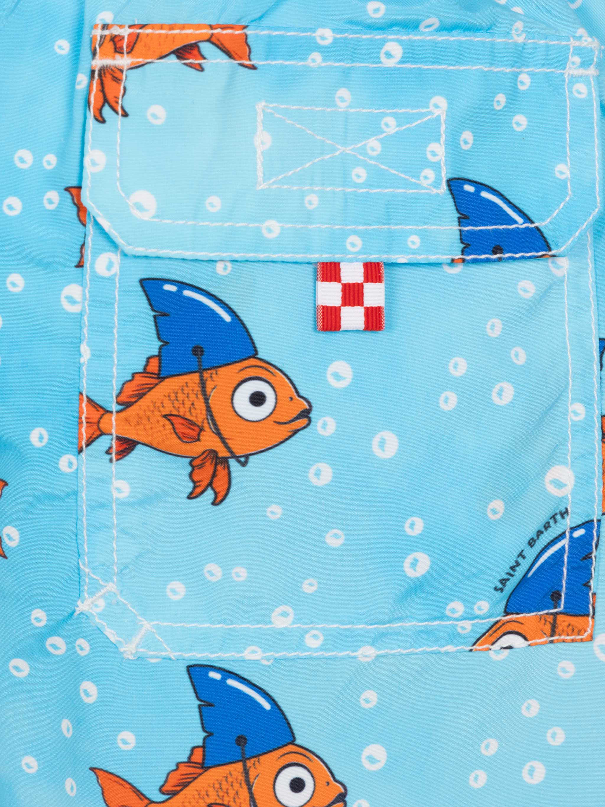 Jean Mid-Length Swim Shorts With Fake Shark Print Blue Swimshort