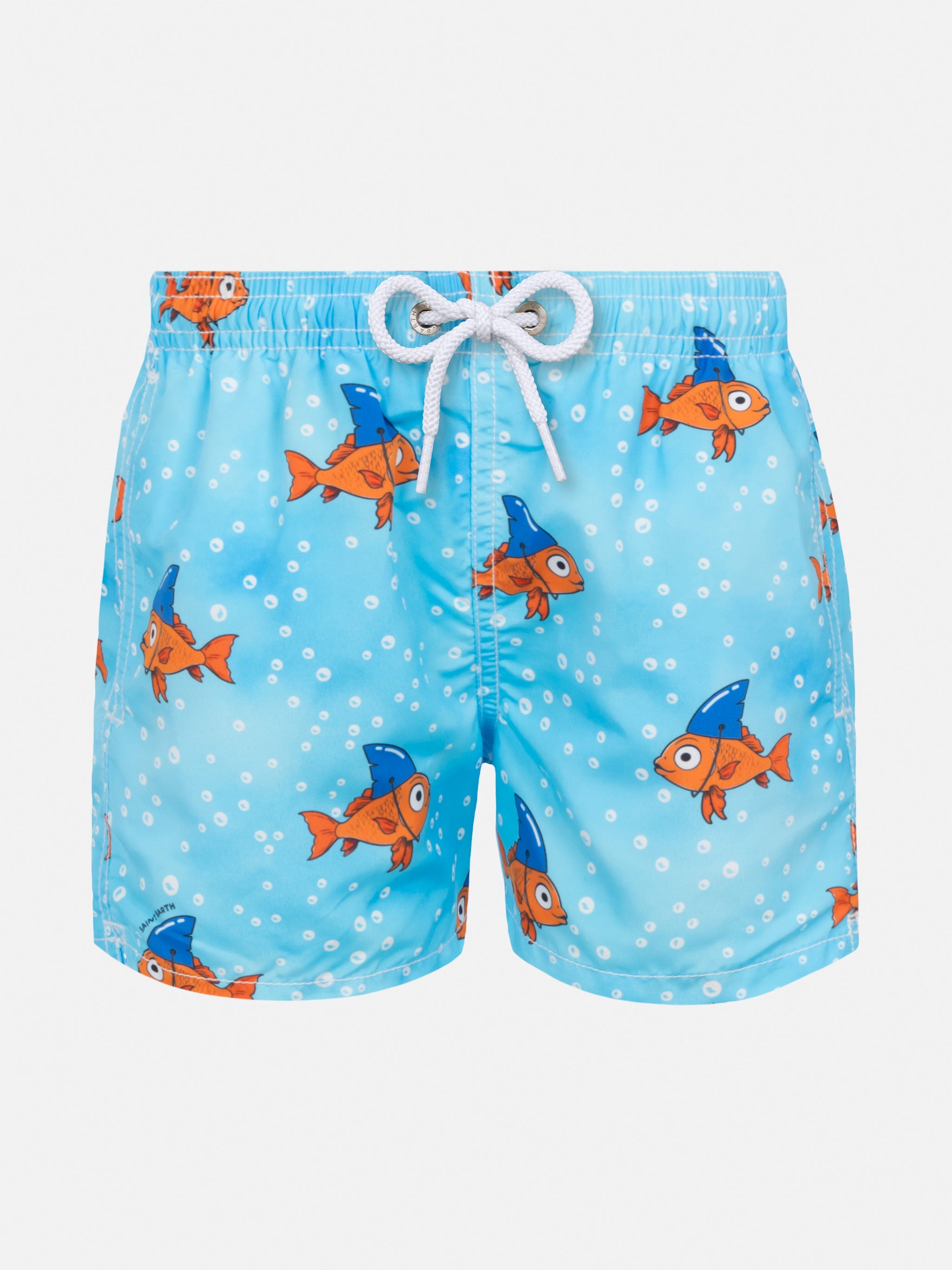 Jean Mid-Length Swim Shorts With Fake Shark Print Blue Swimshort