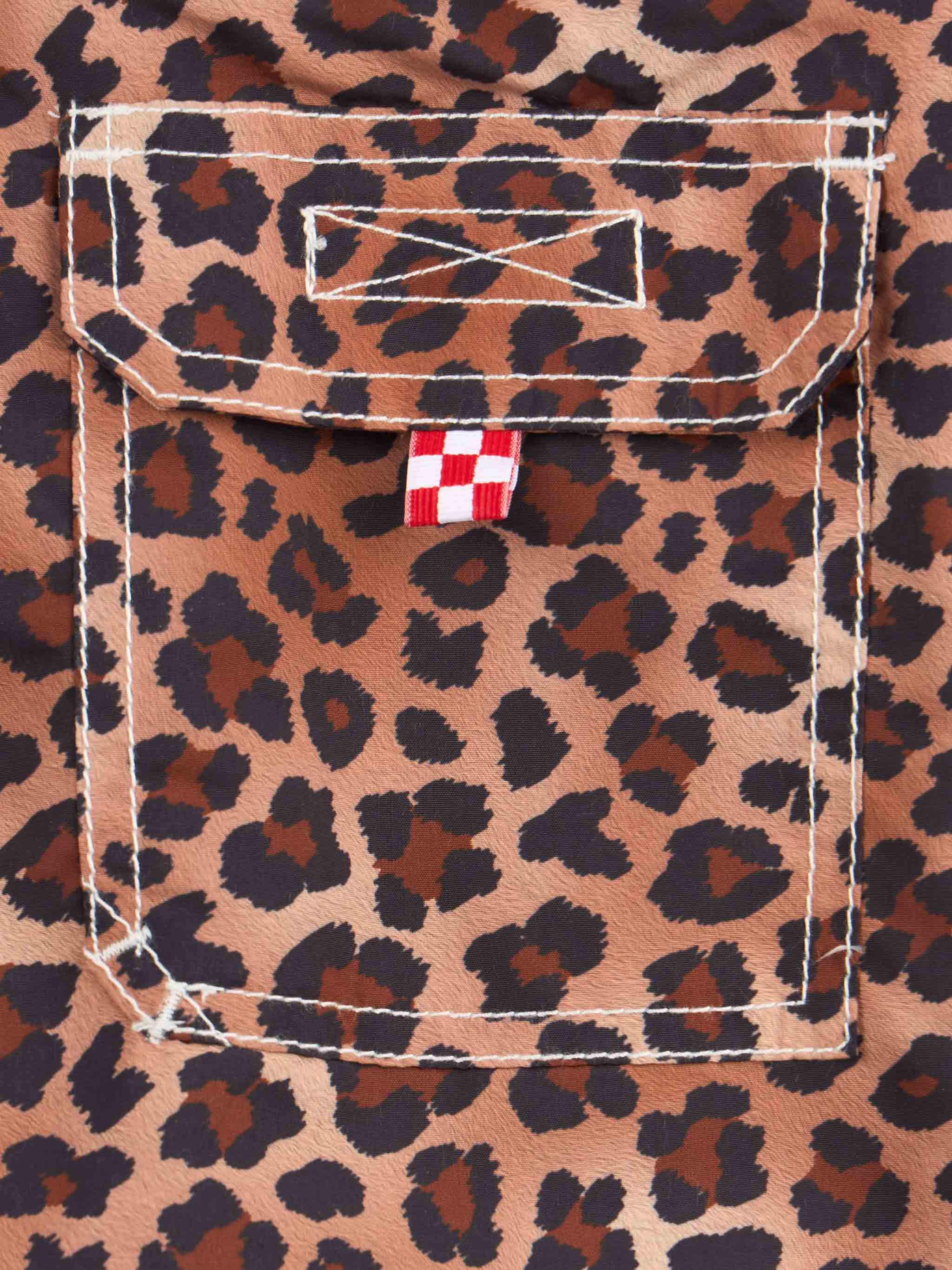 Boy Mid-Length Jean Swim-Shorts With Animalier Print Brown Swimshort