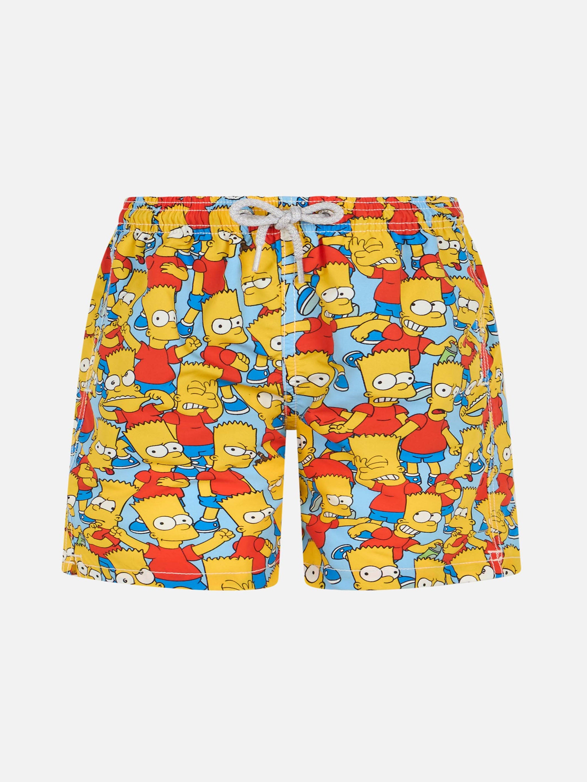 Boy Mid-Length Jean Swim-Shorts With Bart Simpson Print | The Special Edition Sky Swimshort