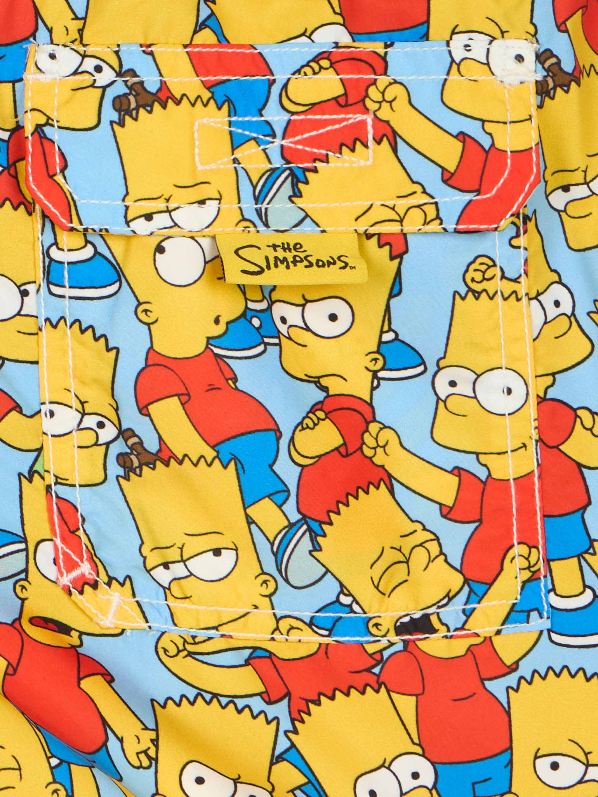 Boy Mid-Length Jean Swim-Shorts With Bart Simpson Print | The Special Edition Sky Swimshort