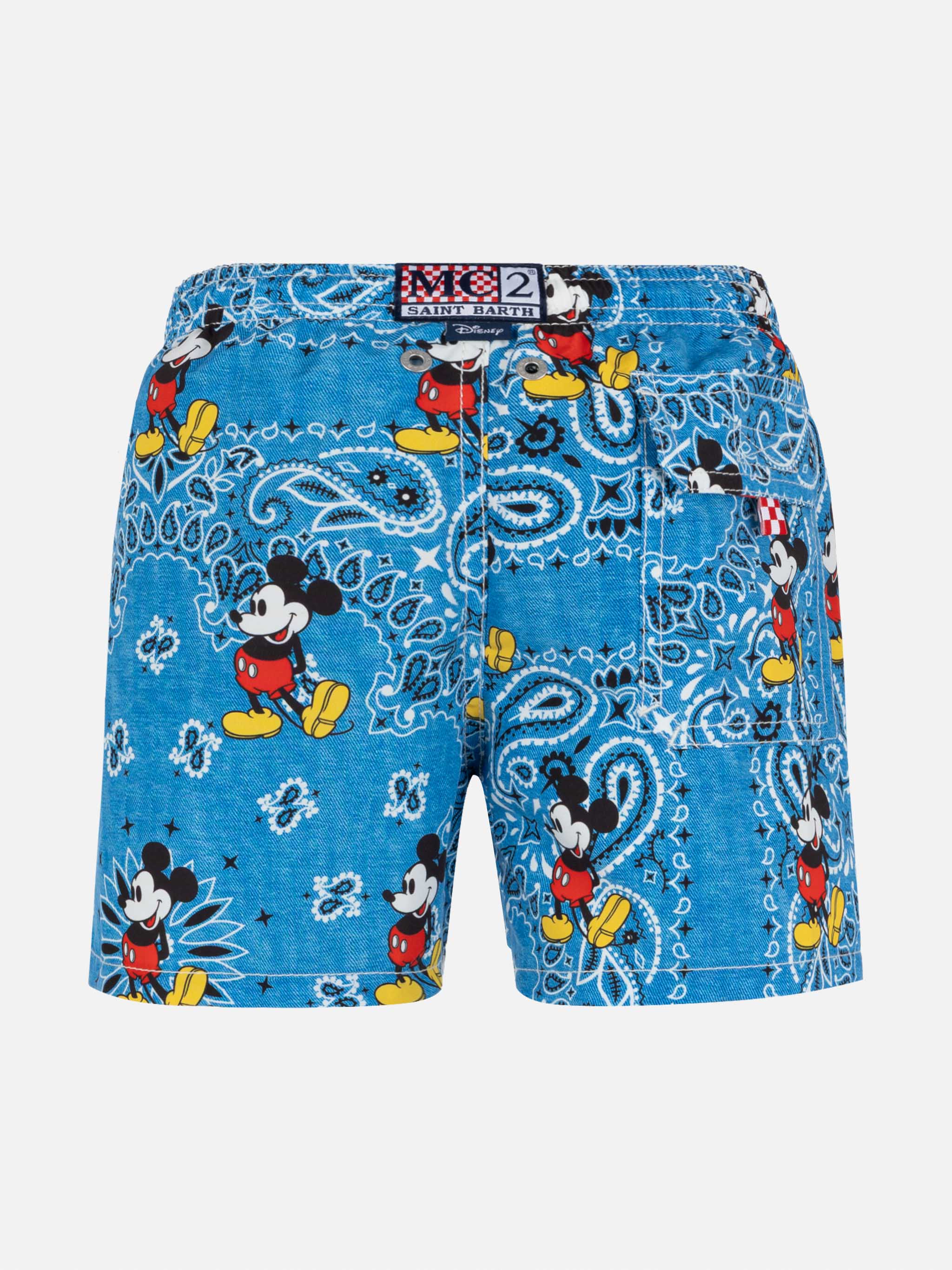 Jean Mid-Length Swim Shorts With Mickey Mouse Print | Disney® Special Edition Sky Swimshort
