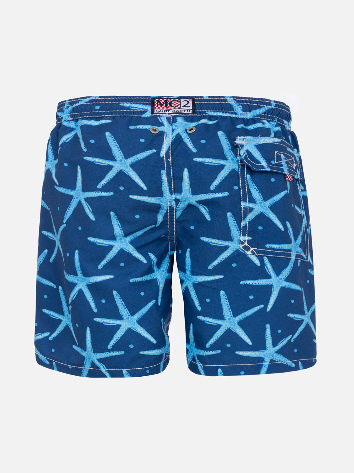 Starfish Print Boy Swim Shorts Blue Swimshort