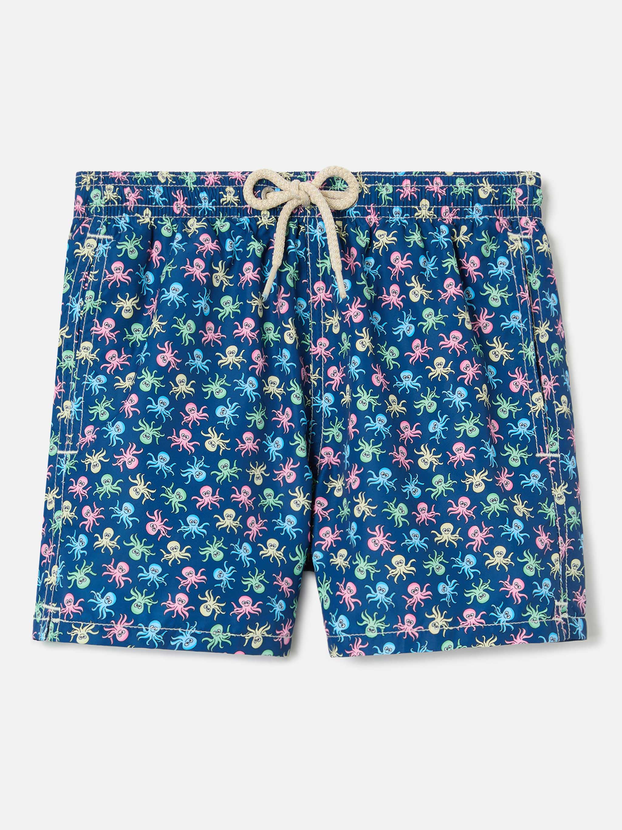 Jean Lighting Swim Shorts With Octopus All-Over Print Blue Swimshort