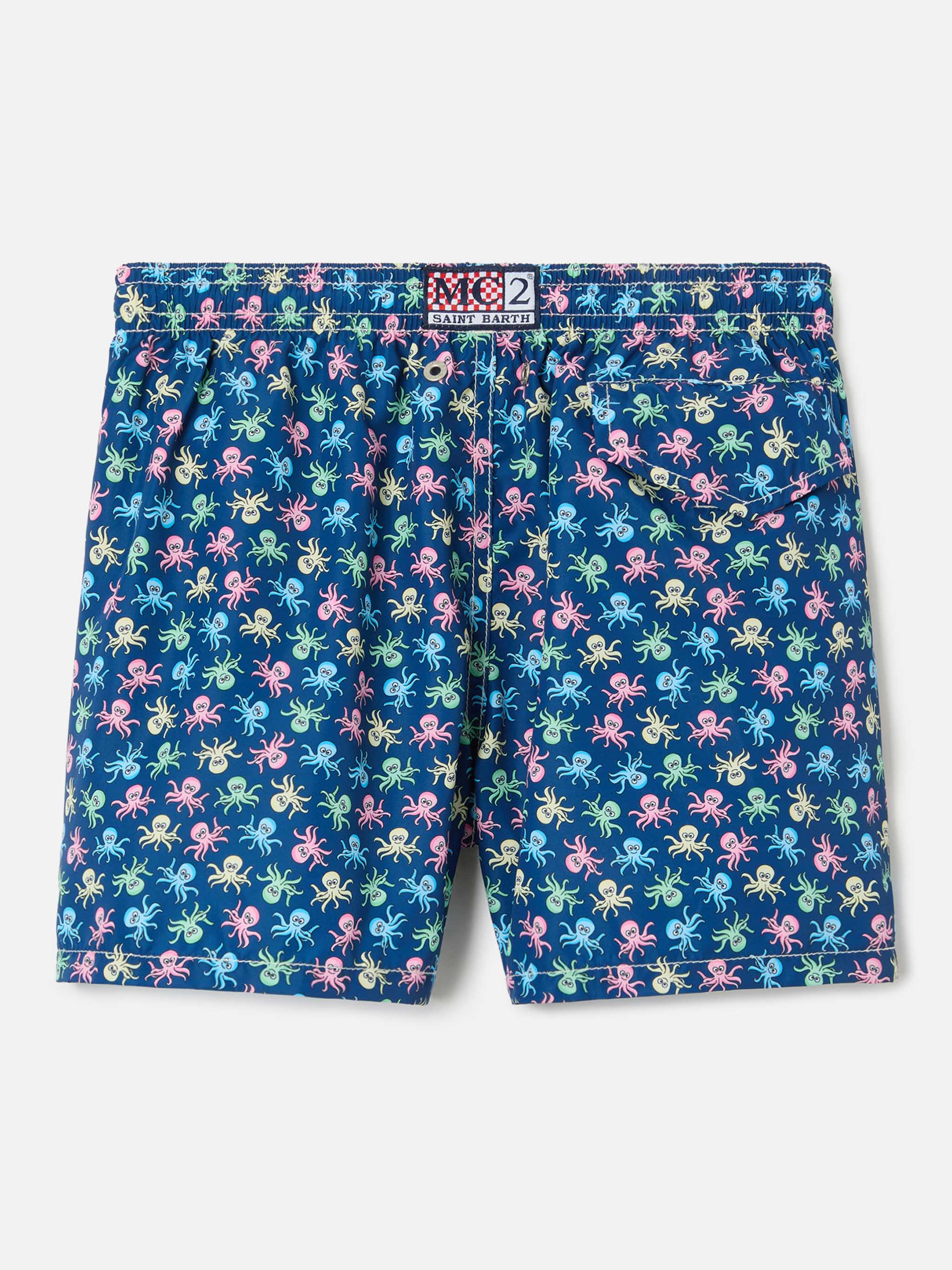 Jean Lighting Swim Shorts With Octopus All-Over Print Blue Swimshort