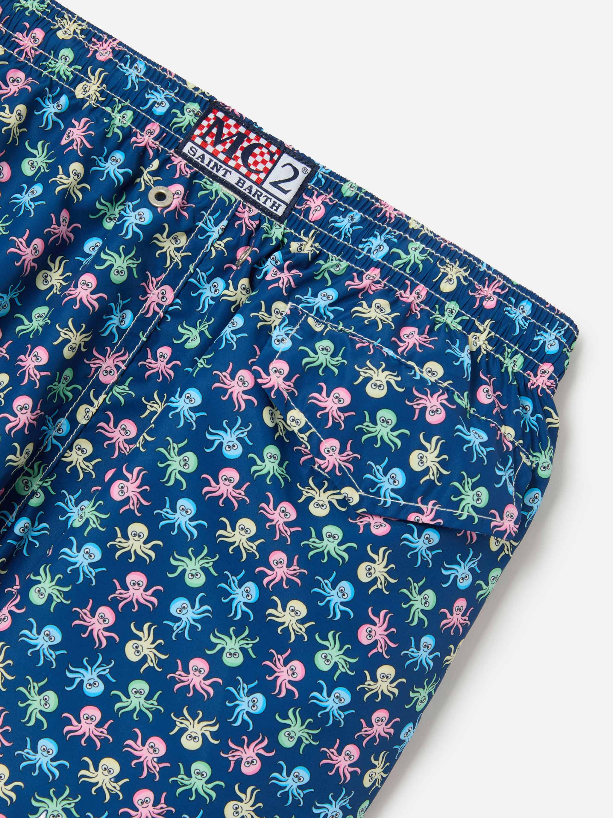 Jean Lighting Swim Shorts With Octopus All-Over Print Blue Swimshort