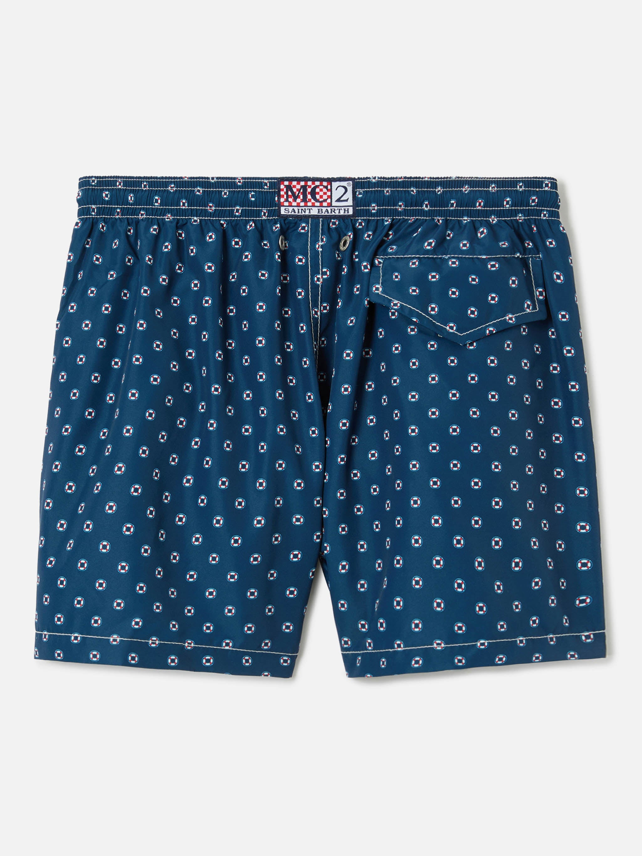 Jean Lighting Swim Shorts With Mini Life Saver All-Over Print Blue Swimshort