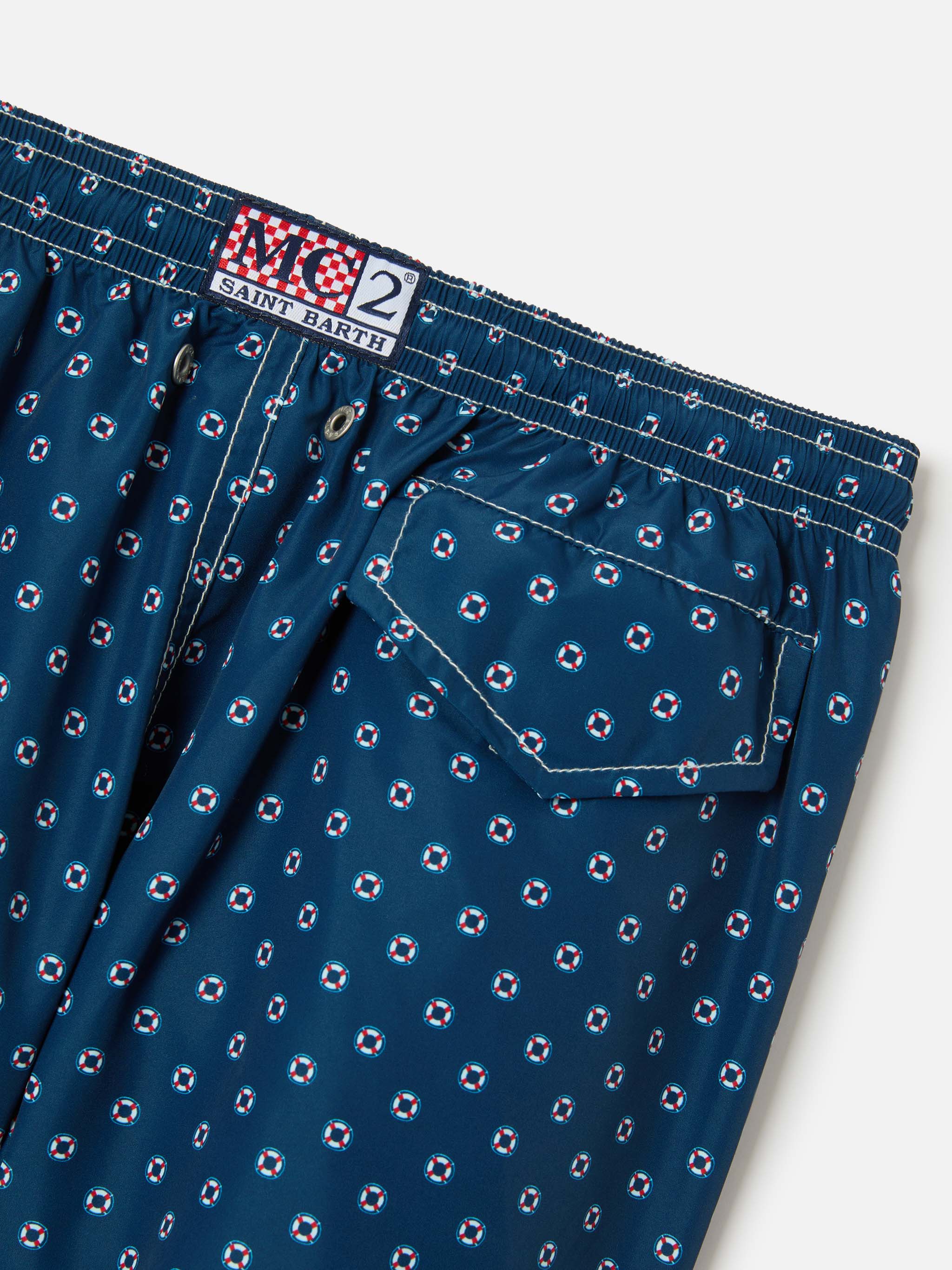 Jean Lighting Swim Shorts With Mini Life Saver All-Over Print Blue Swimshort