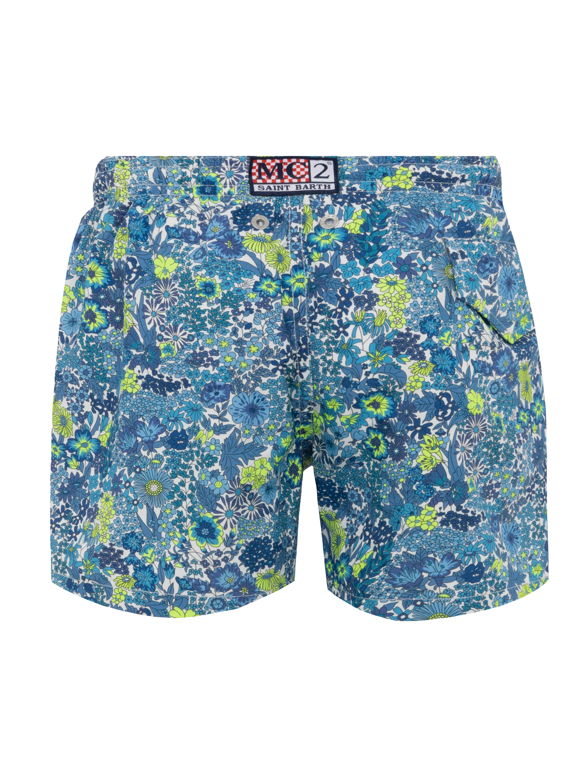 Jean Lighting Lightweight Fabric Swim Shorts With Margaret Annie Print | Made Libery Blue Swimshort