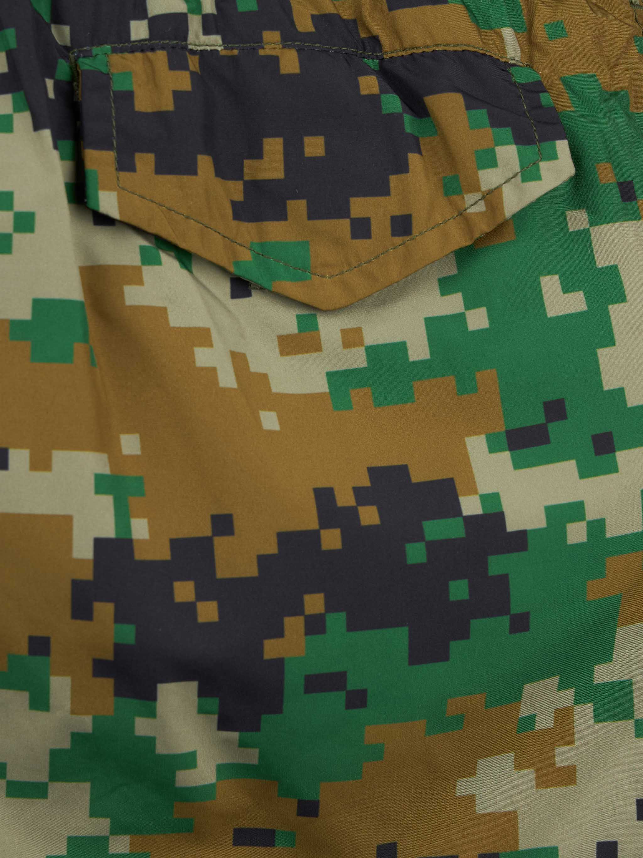 Boy Lightweight Fabric Swim-Shorts Jean Lighting With Pixel Camouflage Print Green Swimshort
