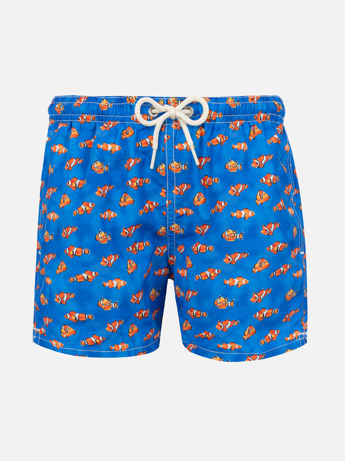 Boy Light Fabric Swim Shorts With Clownfish Print Sky Swimshort