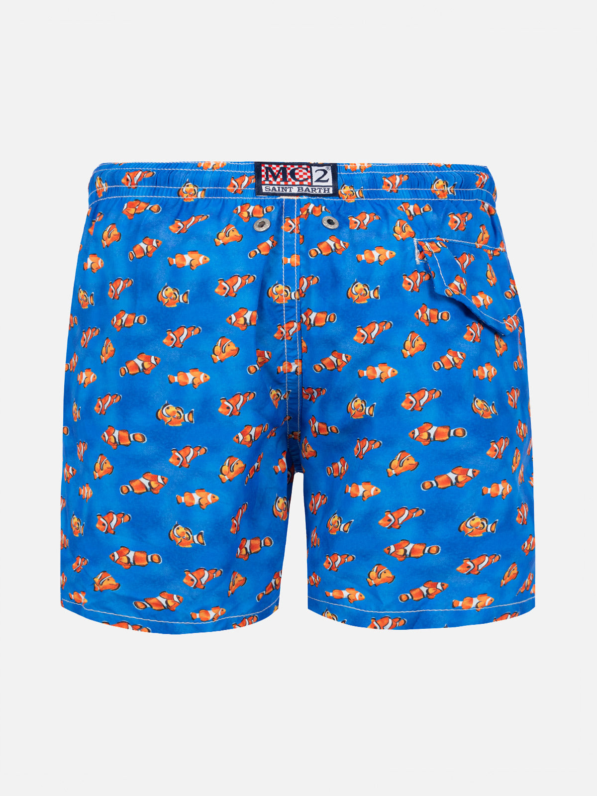 Boy Light Fabric Swim Shorts With Clownfish Print Sky Swimshort