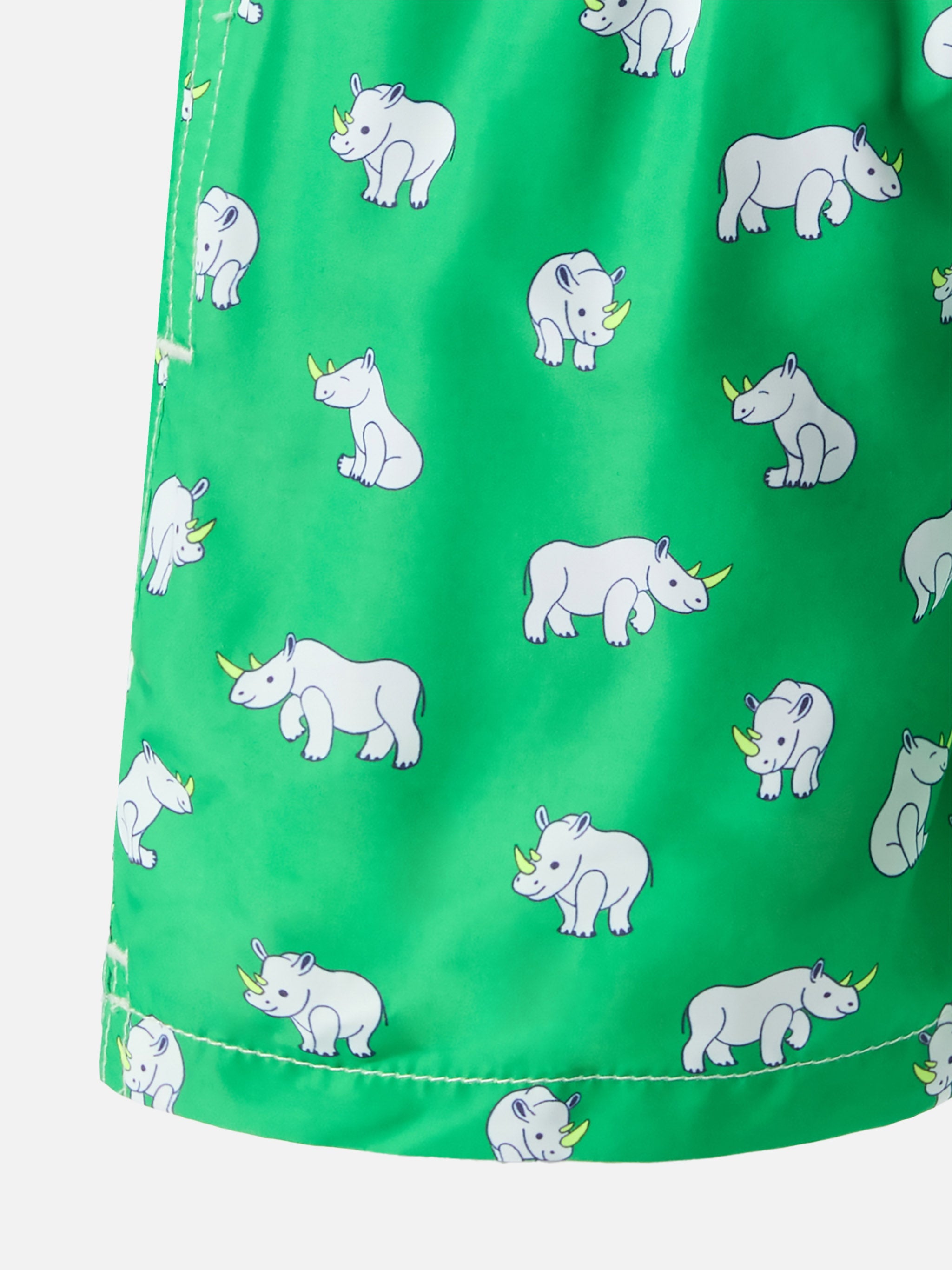 Lghtweight Fabric Swim-Shorts Jean Lighting With Rhino Print Green Swimshort