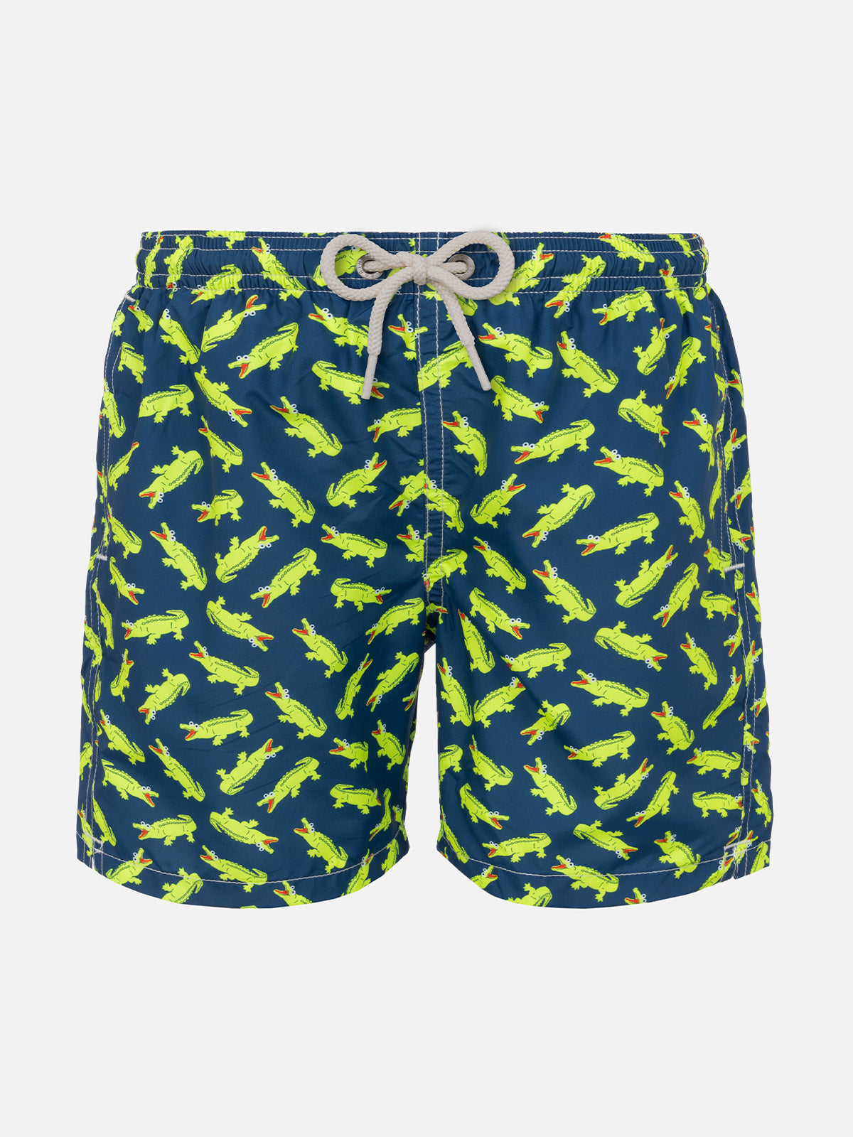 Boy Swim Shorts With Crocodile Print Blue Swimshort