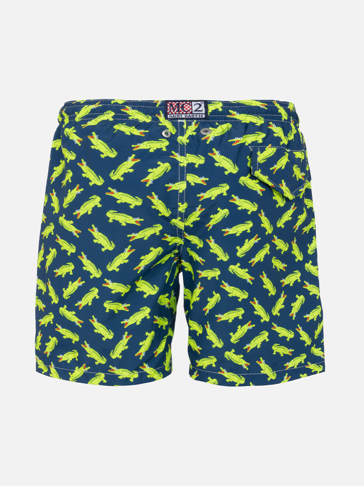 Boy Swim Shorts With Crocodile Print Blue Swimshort