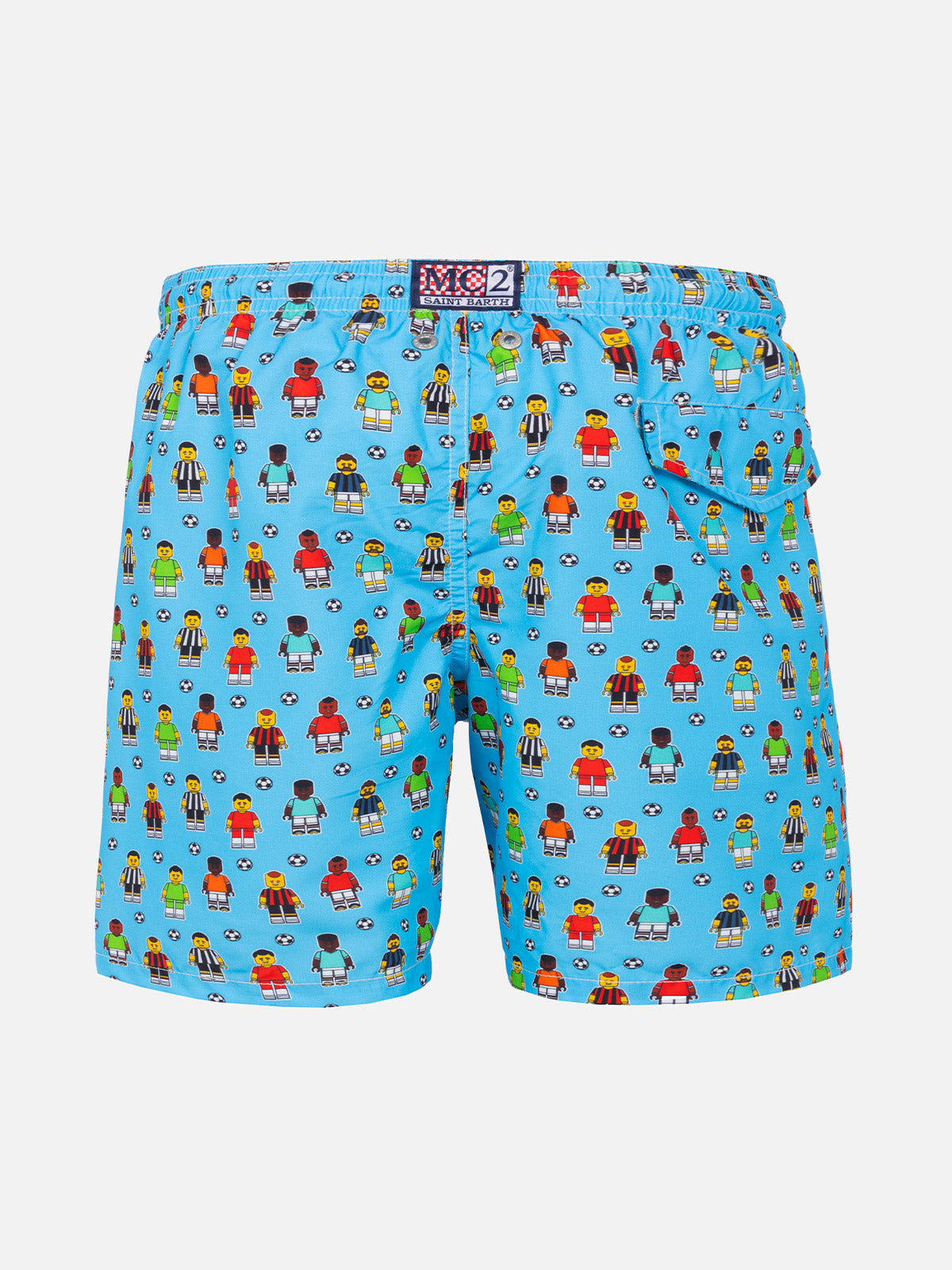 Boy Swim Shorts With Football Players Print Blue Swimshort