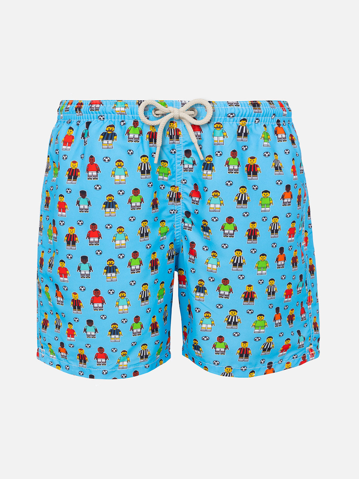 Boy Swim Shorts With Football Players Print Blue Swimshort