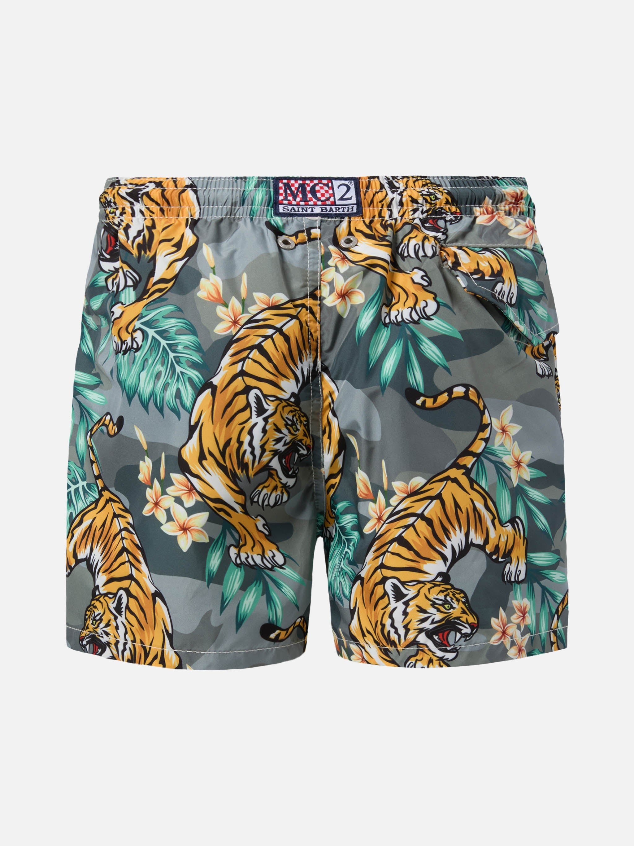 Jean Lighting Lightweight Fabric Swim Shorts With Tropical Tiger Print Swimshort