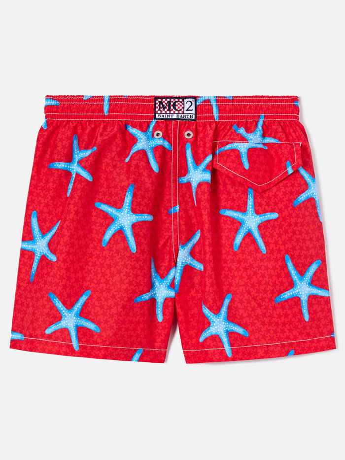 Jean Lighting Swim Shorts With Starfish All-Over Print Red Swimshort