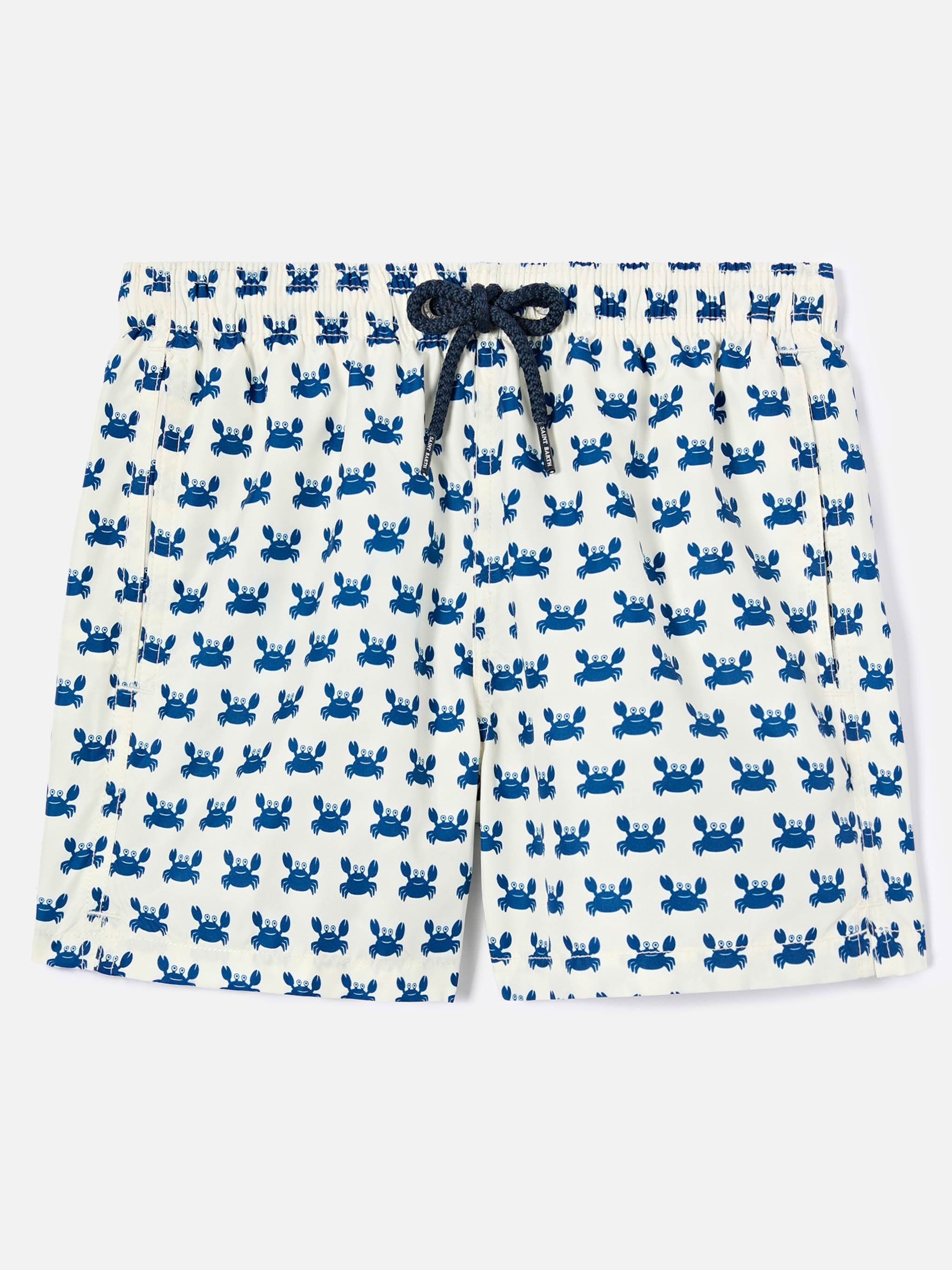 Jean Lighting Swim Shorts With Crab Gang All-Over Print White Swimshort