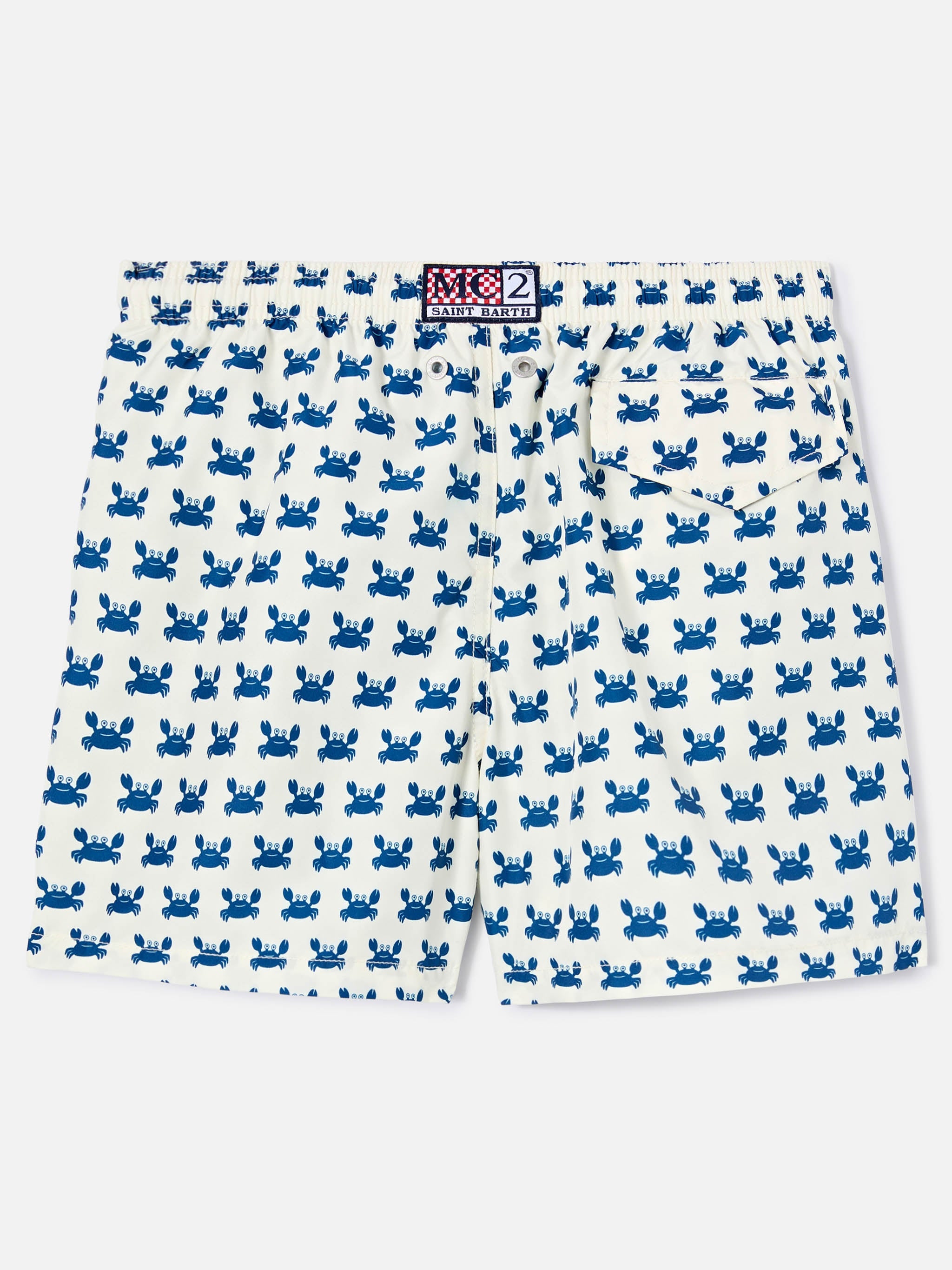 Jean Lighting Swim Shorts With Crab Gang All-Over Print White Swimshort