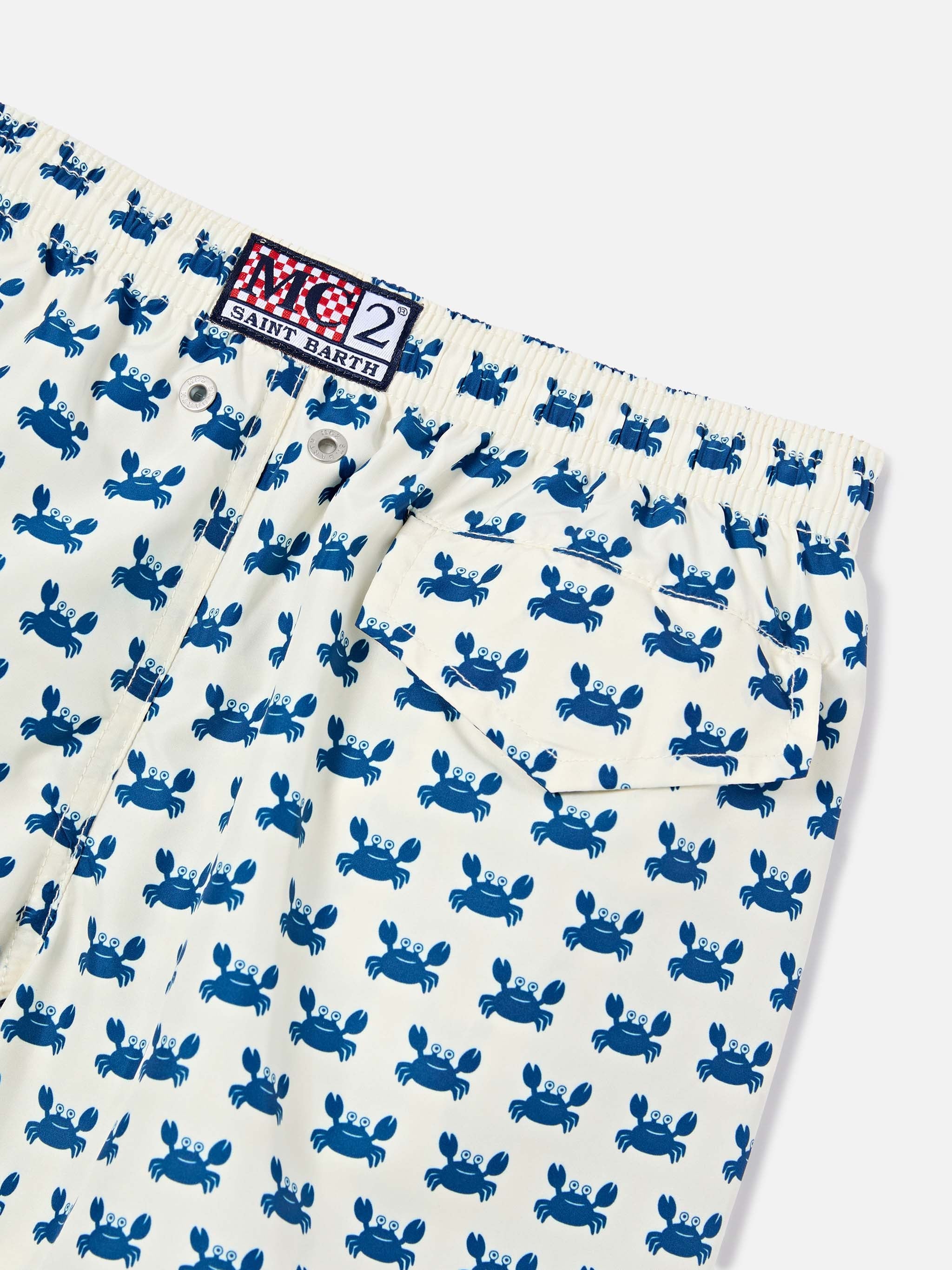 Jean Lighting Swim Shorts With Crab Gang All-Over Print White Swimshort