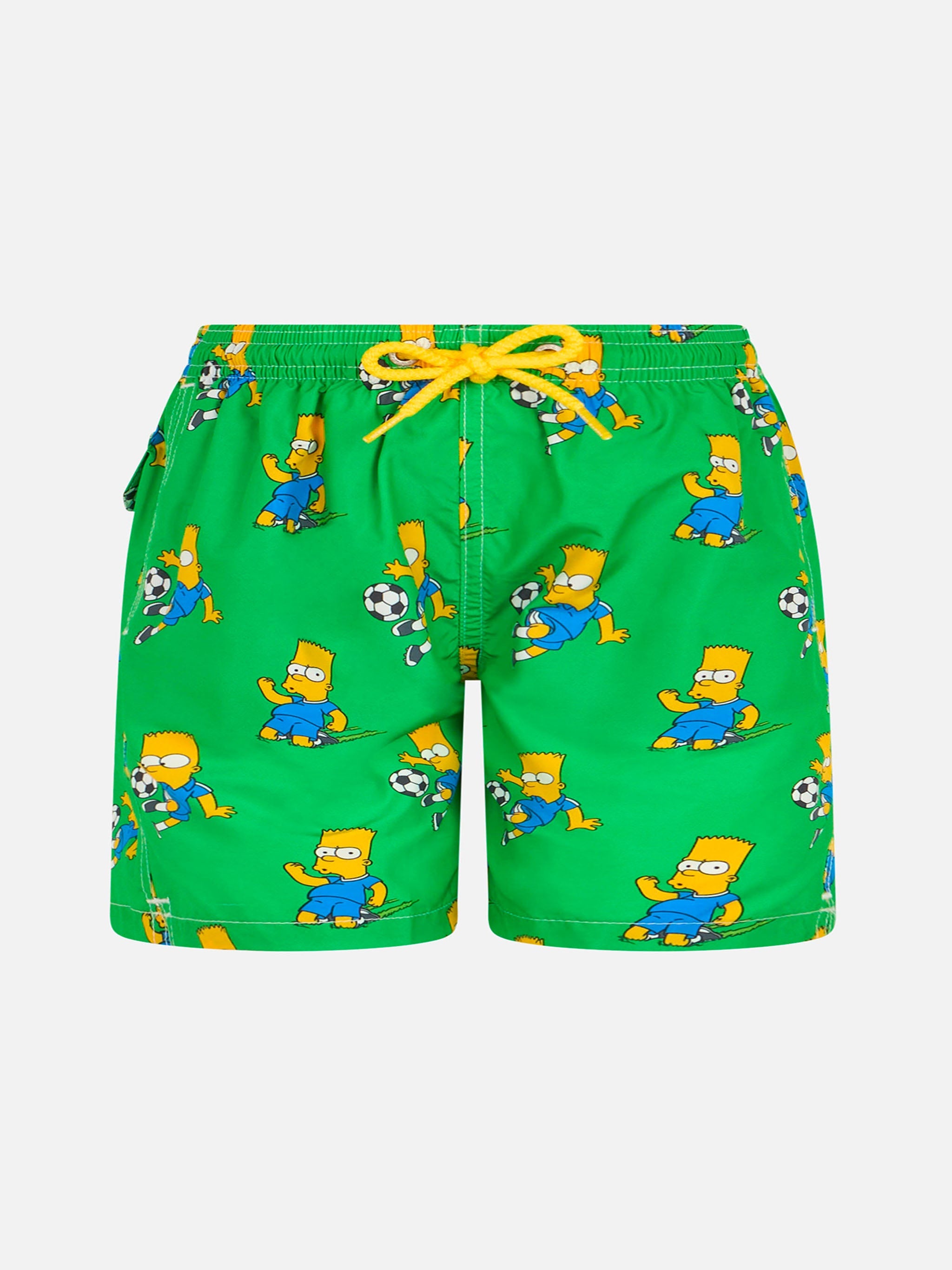 Boy Lightweight Fabric Swim-Shorts Jean Lighting With Bart Print | The Simpson Special Edition Green Swimshort