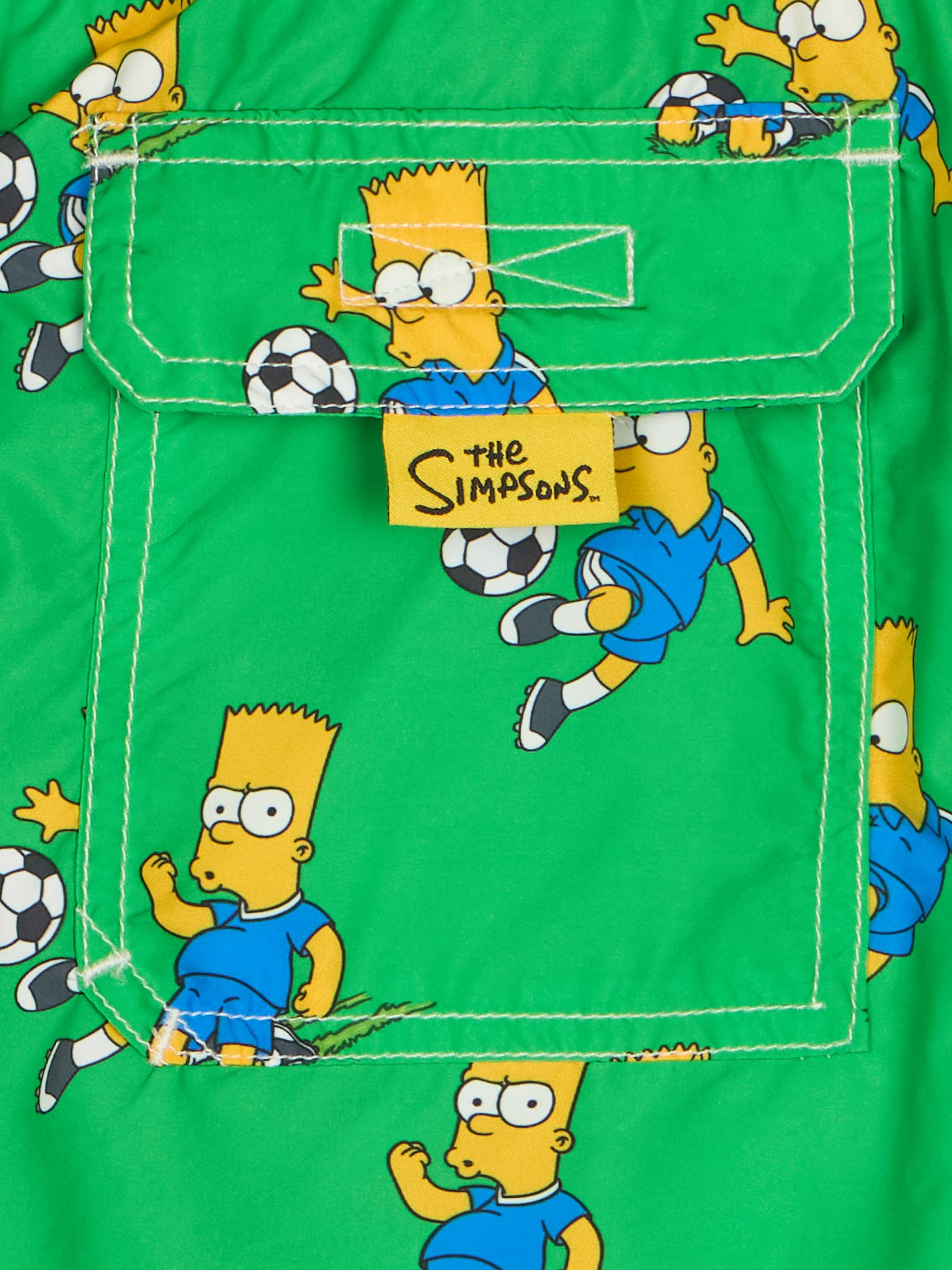 Boy Lightweight Fabric Swim-Shorts Jean Lighting With Bart Print | The Simpson Special Edition Green Swimshort