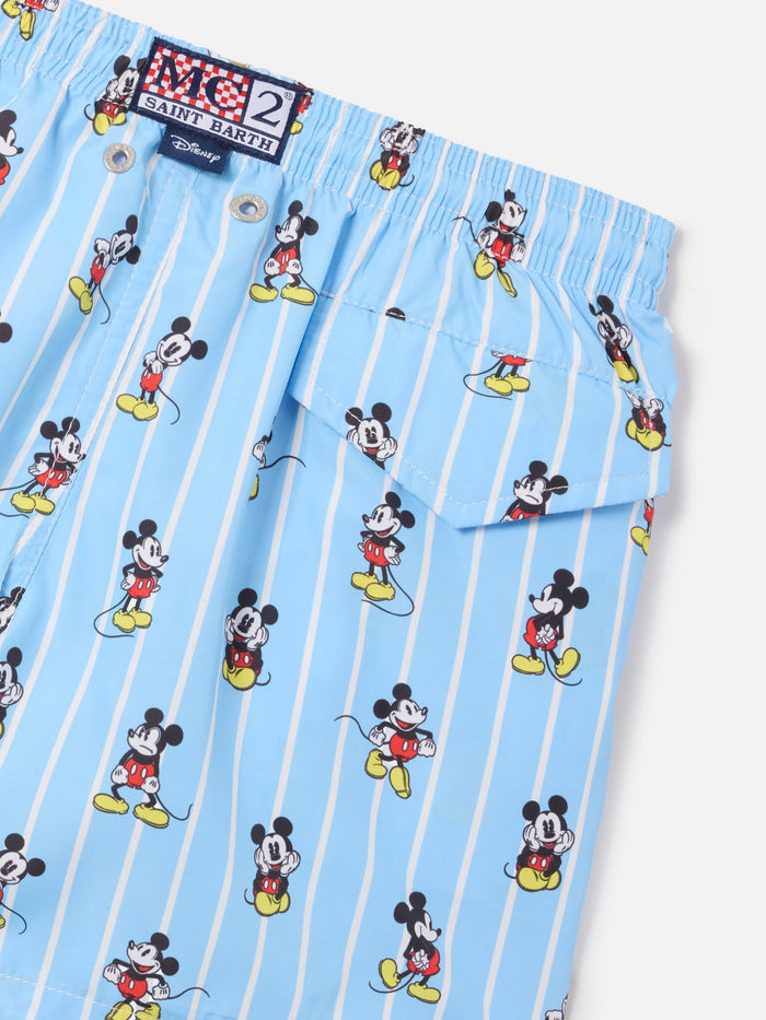 Jean Lighting Swim Shorts With Mickey Mouse All-Over Print | Special Edition Light Blue Swimshort