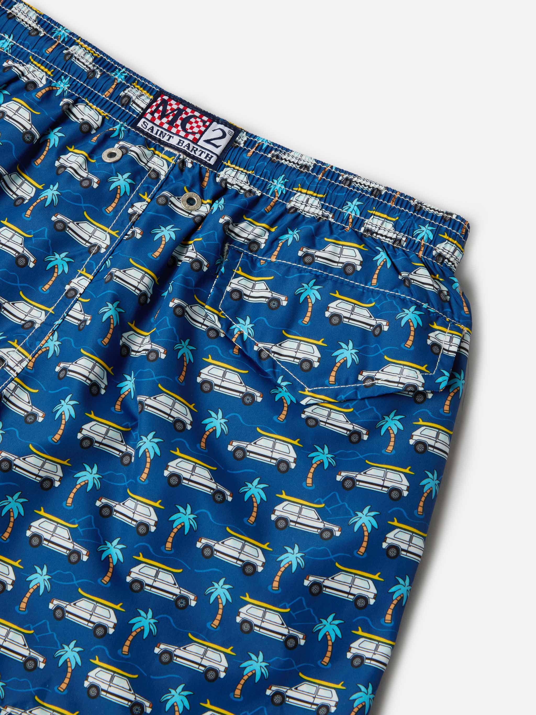Jean Lighting Swim Shorts With Fiat Panda All-Over Print | Special Edition Blue Swimshort