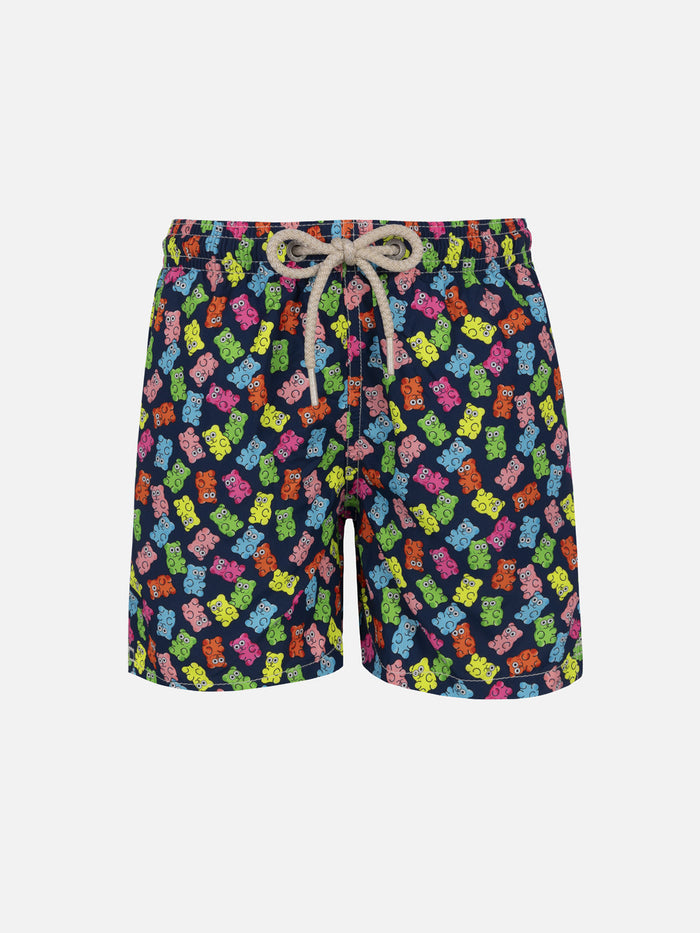 Boy Lightweight Fabric Swim-Shorts Jean Lighting With Candy Bears Print __single__ Swimshort