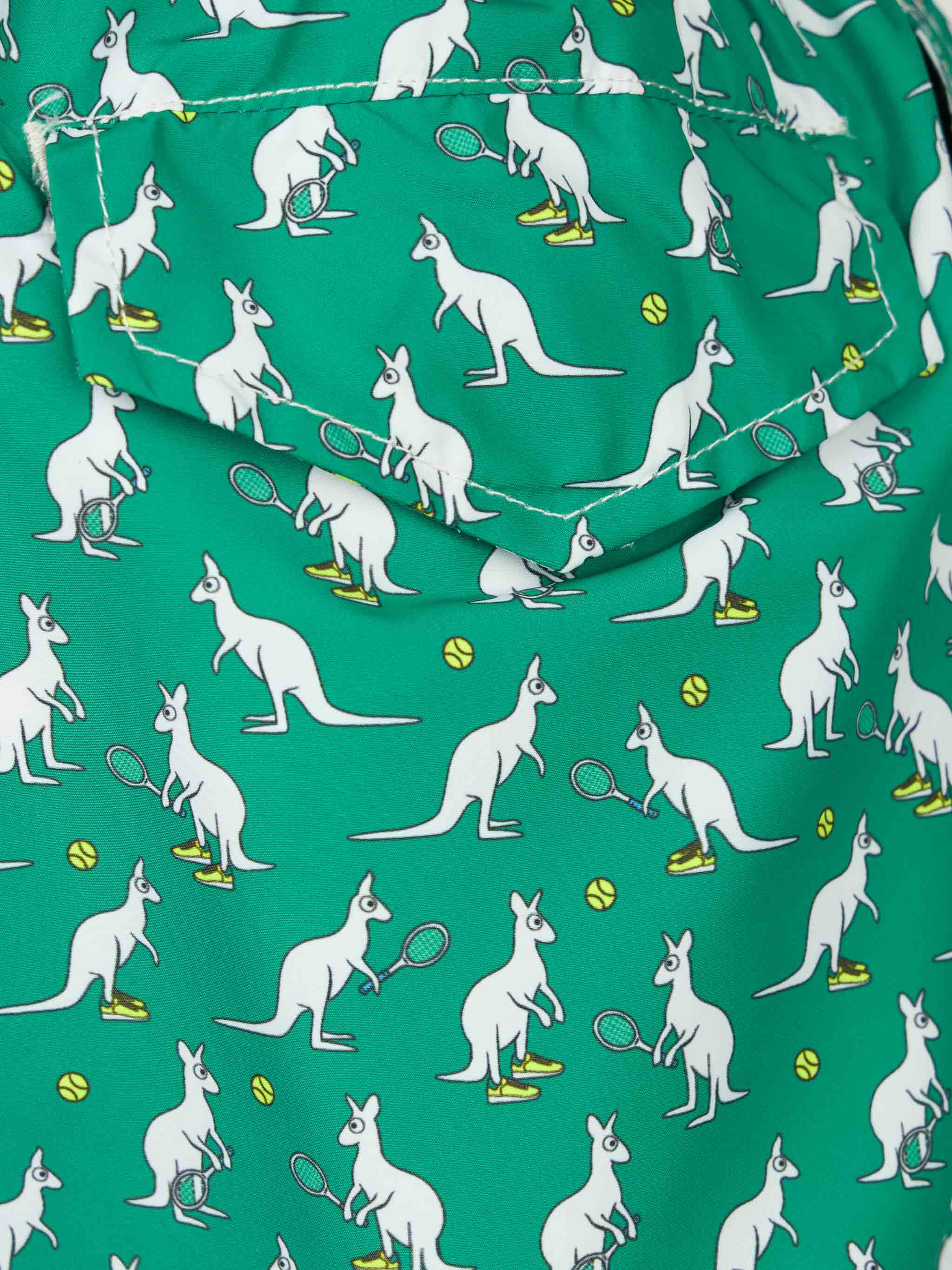 Boy Lightweight Fabric Swim-Shorts Jean Lighting With Australian Brand Logo Print | Special Edition Green Swimshort