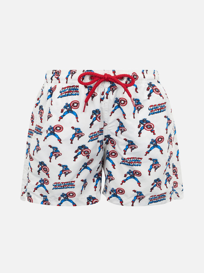 Boy Lightweight Fabric Swim-Shorts Jean Lighting With Captain America Print | Marvel Special Edition __single__ Swimshort