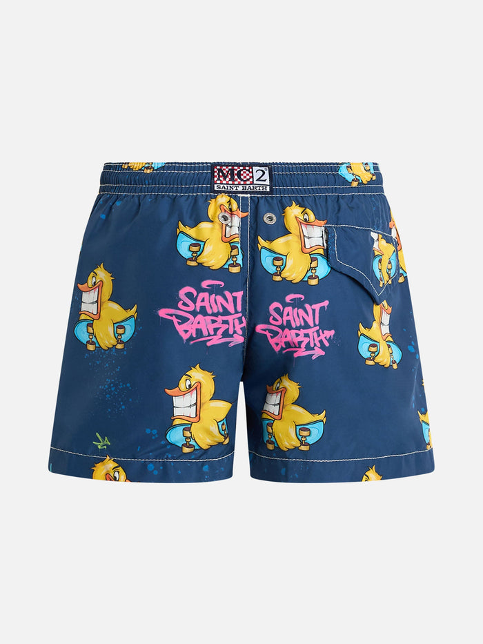Boy Lightweight Fabric Swim-Shorts Jean Lighting With Crypto Ducky Print | Cryptopuppets Special Edition __single__ Swimshort