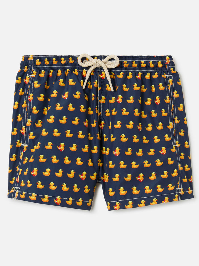 Jean Lighting Swim Shorts With Ducklings All-Over Print Blue Swimshort