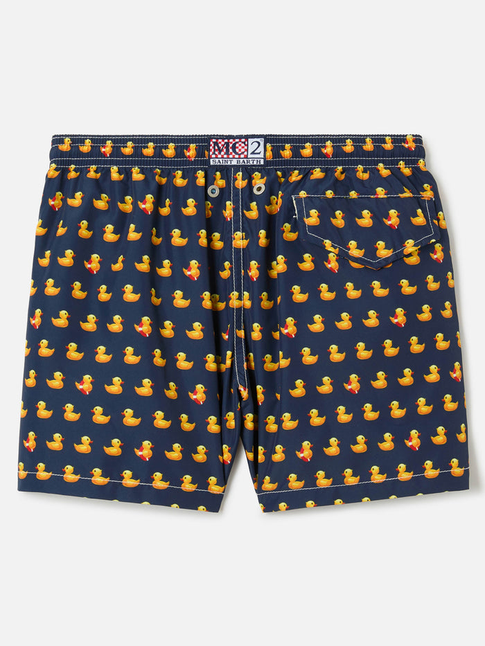 Jean Lighting Swim Shorts With Ducklings All-Over Print Blue Swimshort