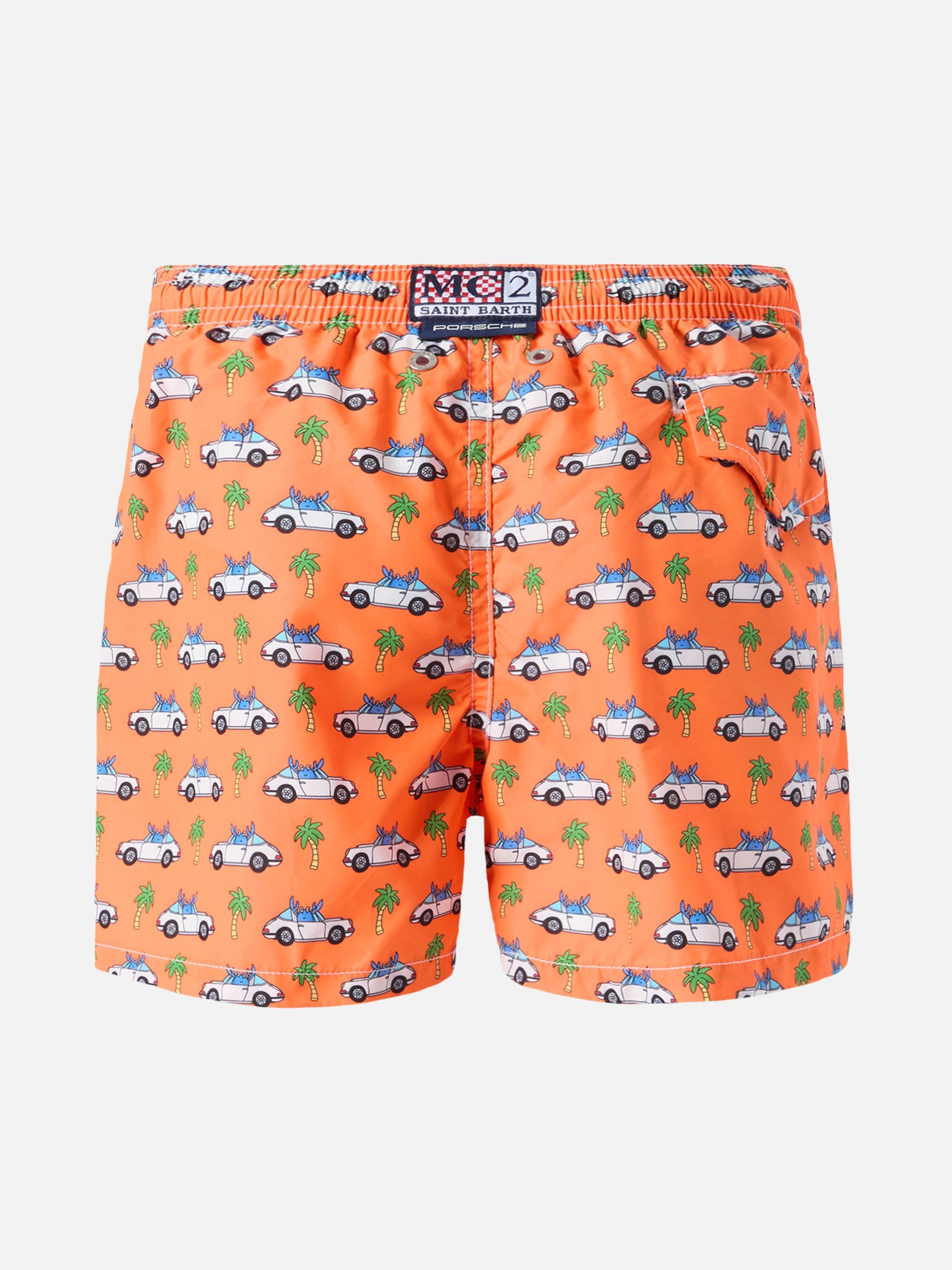Jean Lighting Lightweight Fabric Swim Shorts With Porsche Print | Special Edition Orange Swimshort