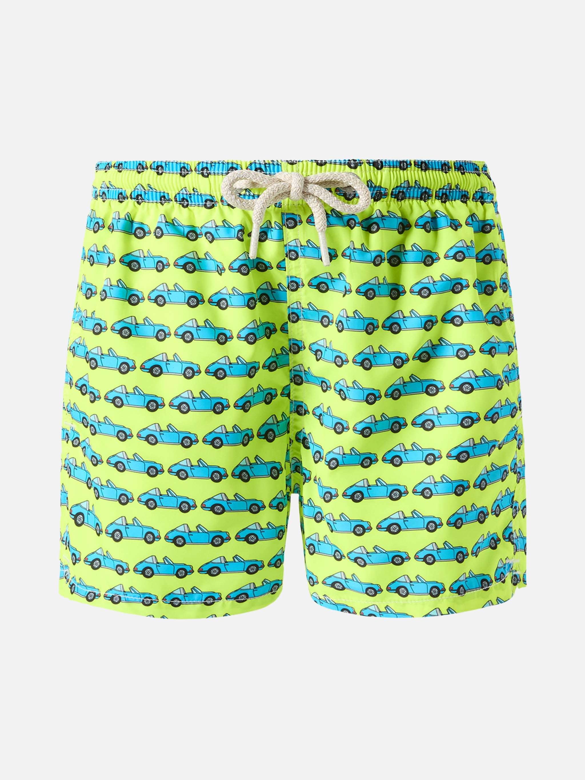 Jean Lighting Lightweight Fabric Swim Shorts With Porsche Print | Special Edition Yellow Swimshort