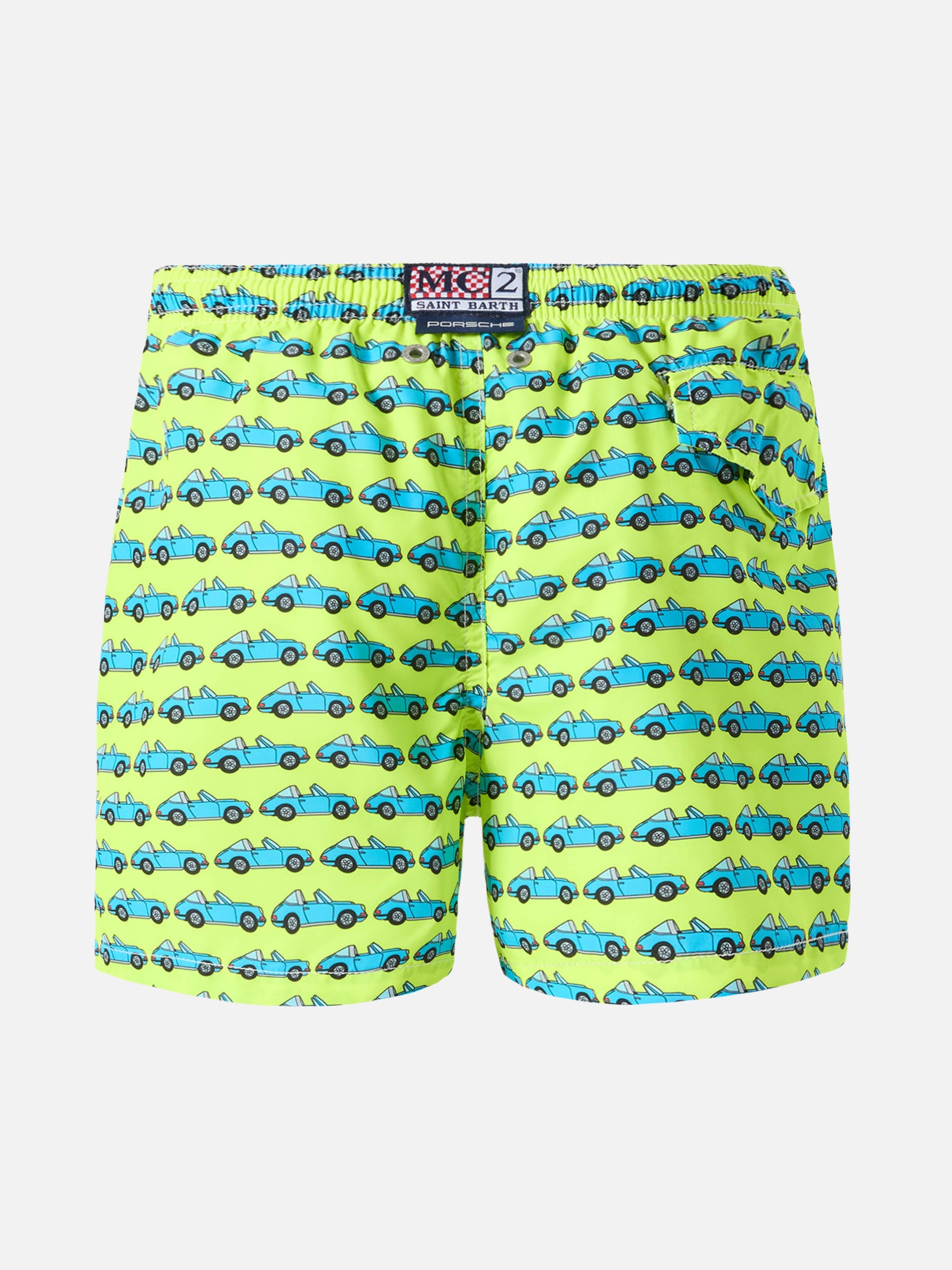 Jean Lighting Lightweight Fabric Swim Shorts With Porsche Print | Special Edition Yellow Swimshort