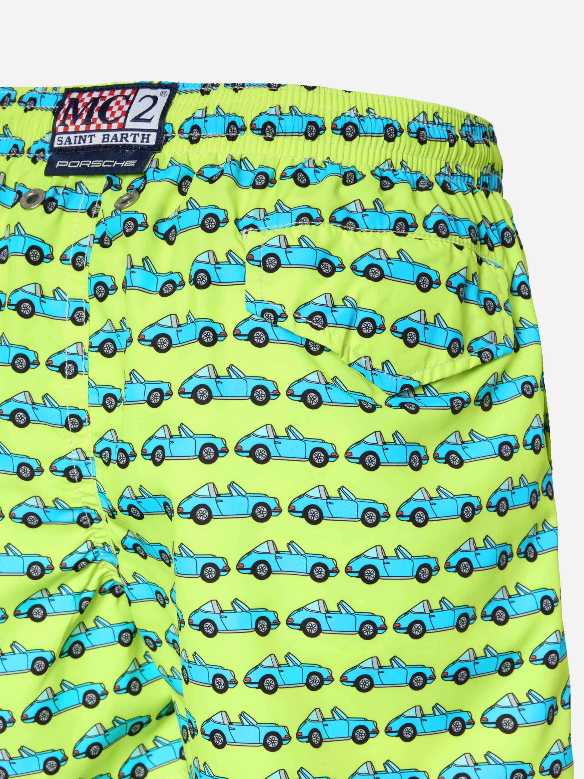 Jean Lighting Lightweight Fabric Swim Shorts With Porsche Print | Special Edition Yellow Swimshort