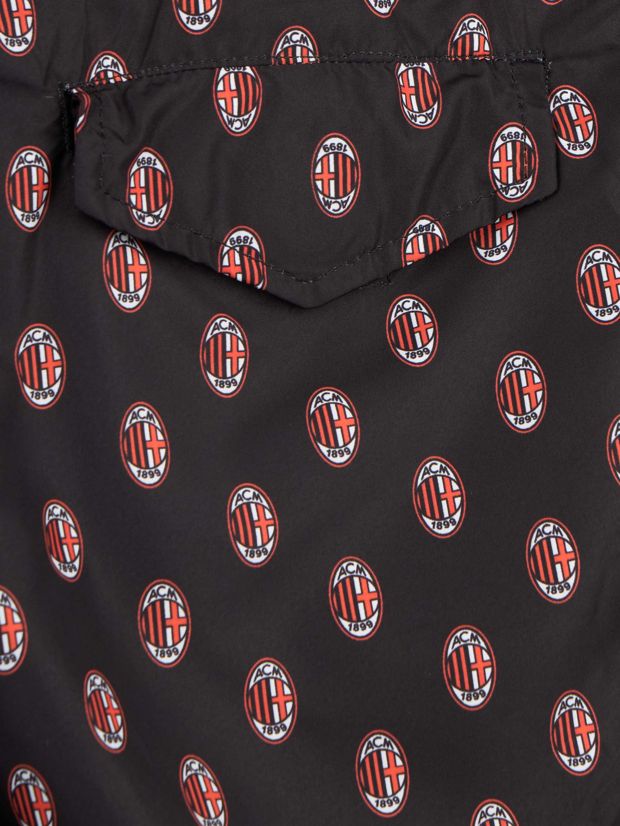 Boy Lightweight Fabric Swimshorts With Milan Print | Ac Special Edition Black Swimshort