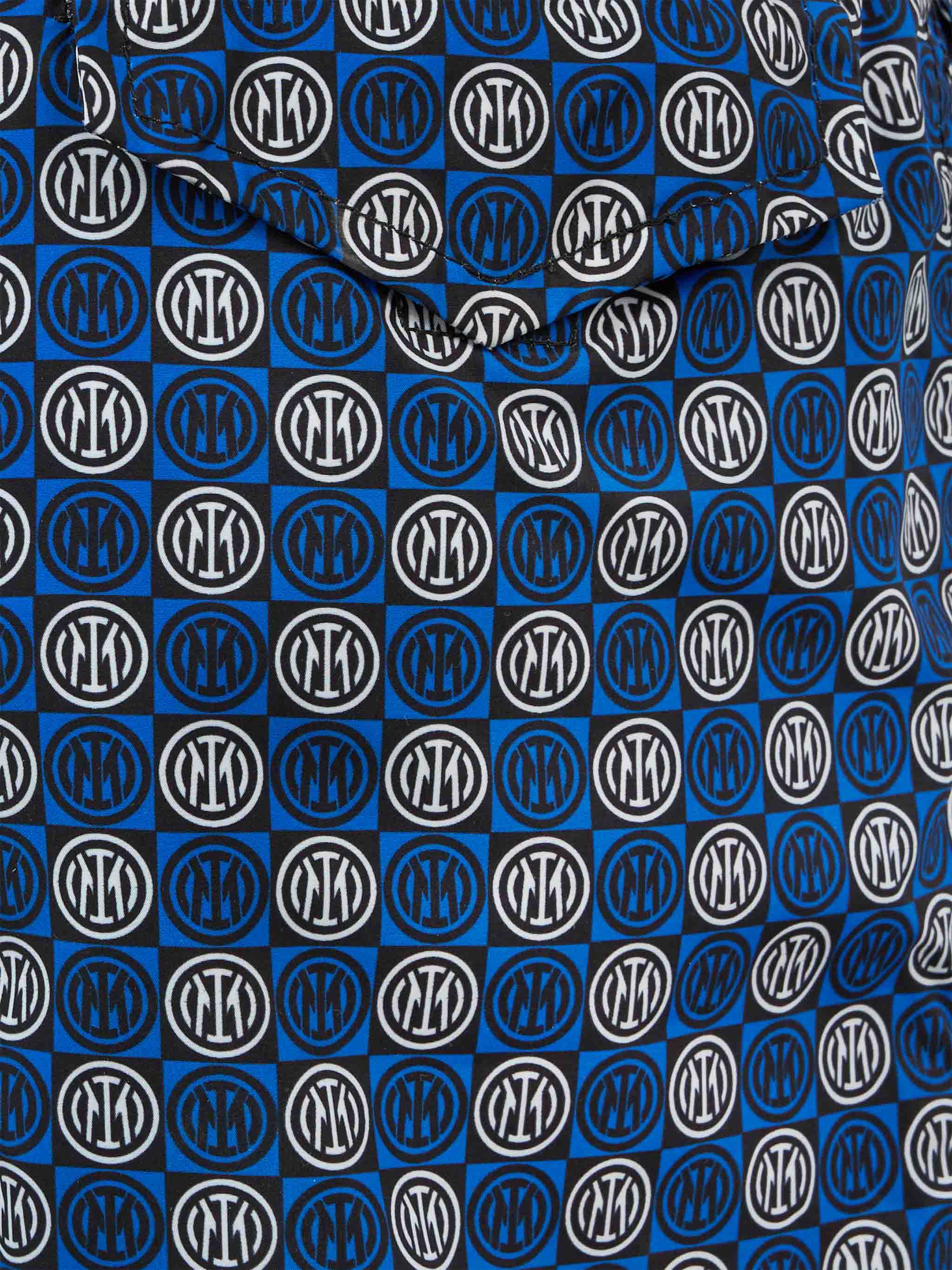 Boy Lightweight Fabric Swimshorts With Inter Print | Special Edition Blue Swimshort