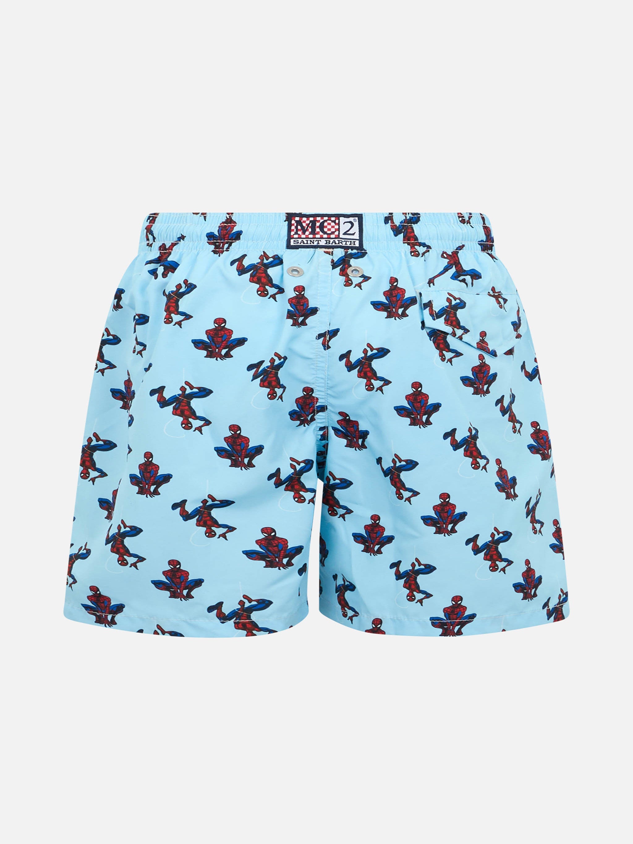 Boy Lightweight Fabric Swim-Shorts Jean Lighting With Spider-Man Print | Marvel Special Edition Sky Swimshort