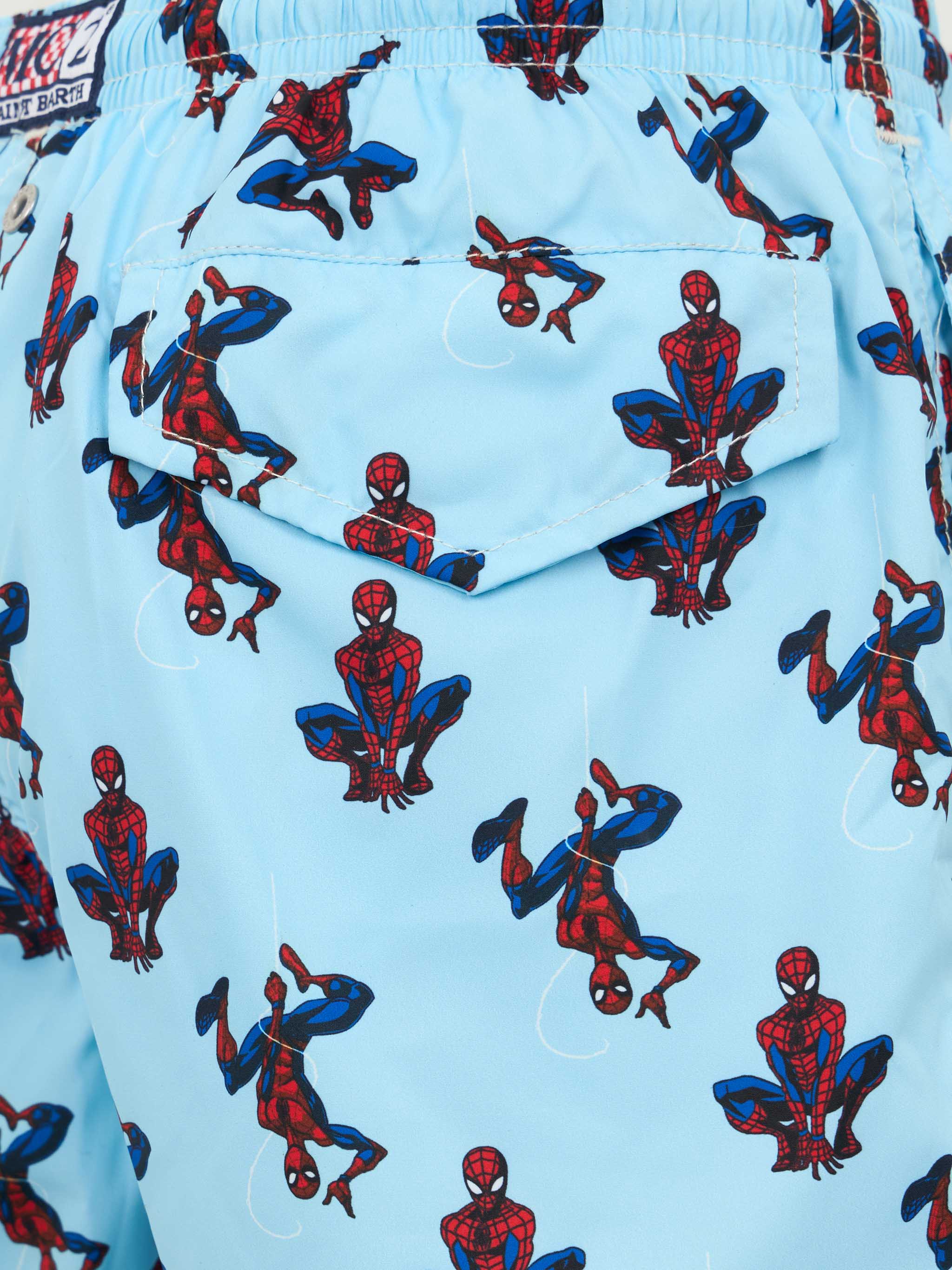 Boy Lightweight Fabric Swim-Shorts Jean Lighting With Spider-Man Print | Marvel Special Edition Sky Swimshort