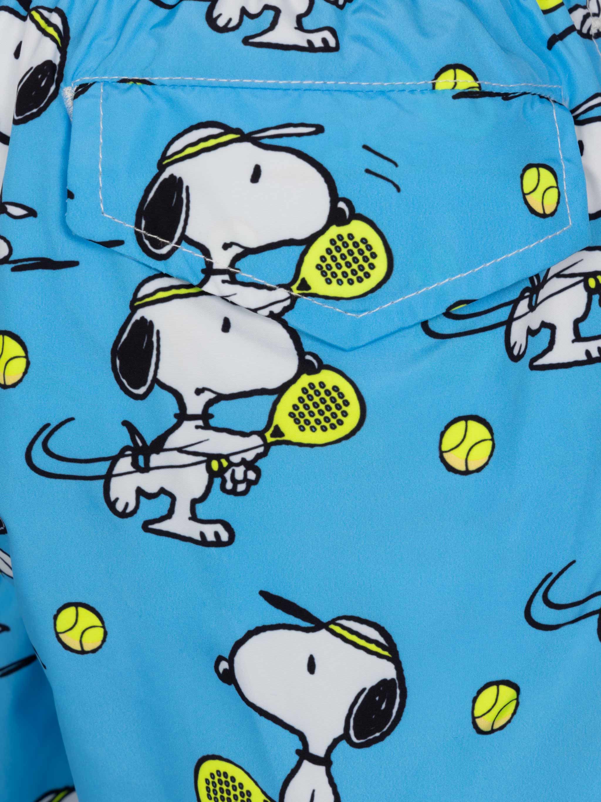 Jean Lighting Lightweight Fabric Swim Shorts With Snoopy Padel Player Print|snoopy Peanuts® Special Edition Blue Swimshort