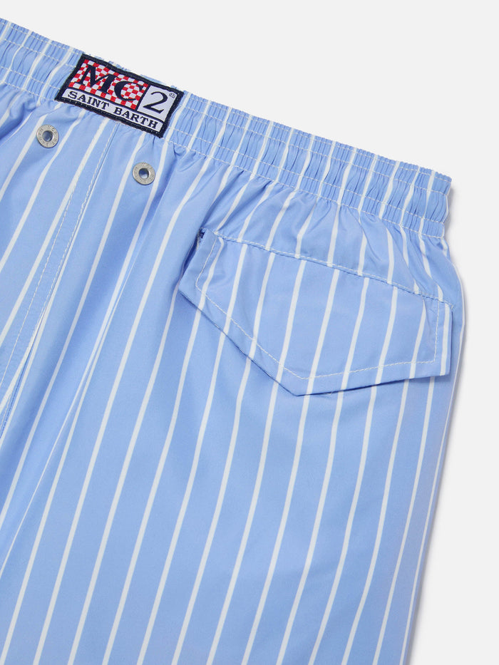 Jean Lighting Swim Shorts With Striped Pattern Blue Swimshort