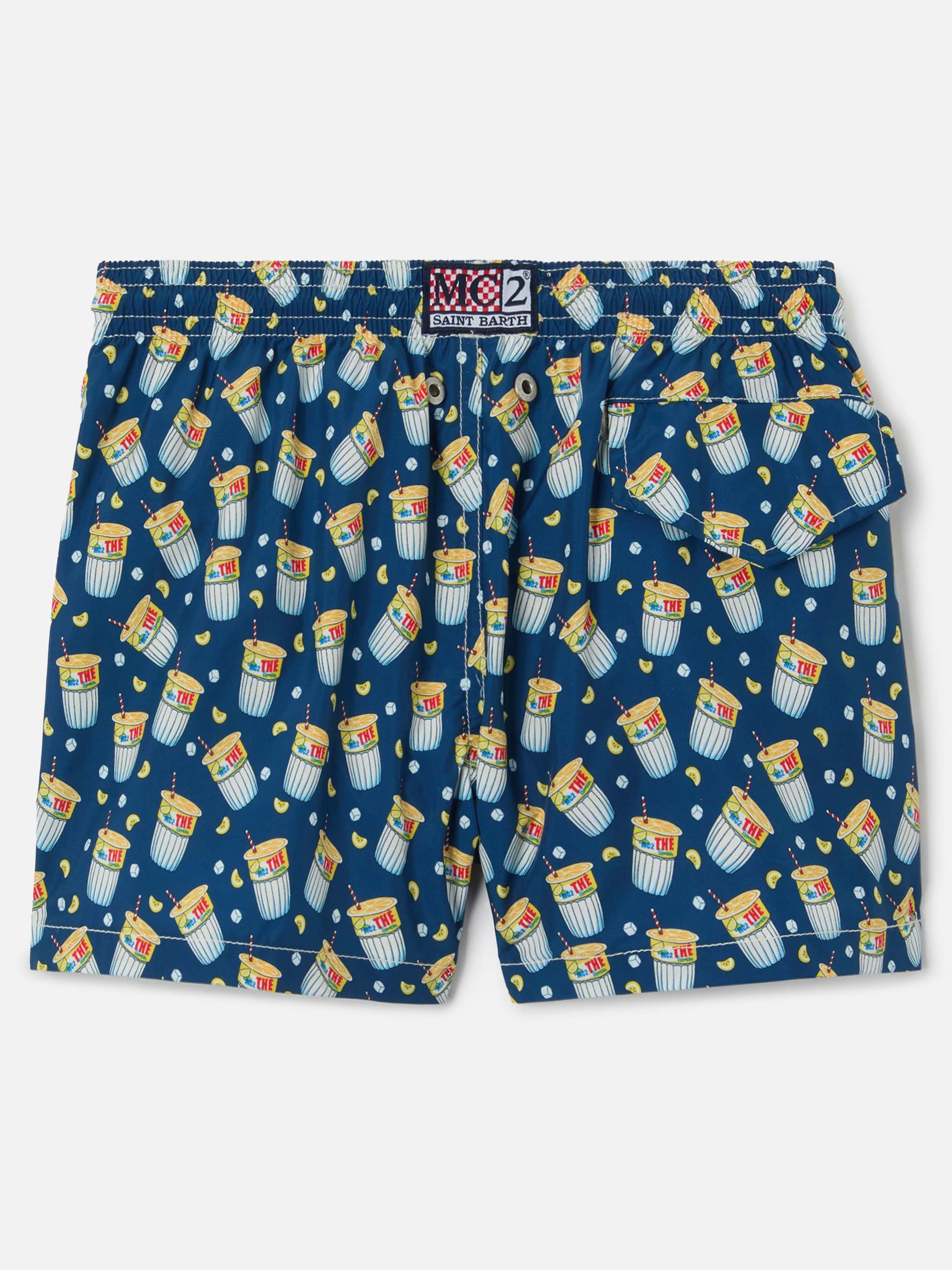 Lightweight Fabric Swimshorts With Estathè Print | Estathe Special Edition Swimshort