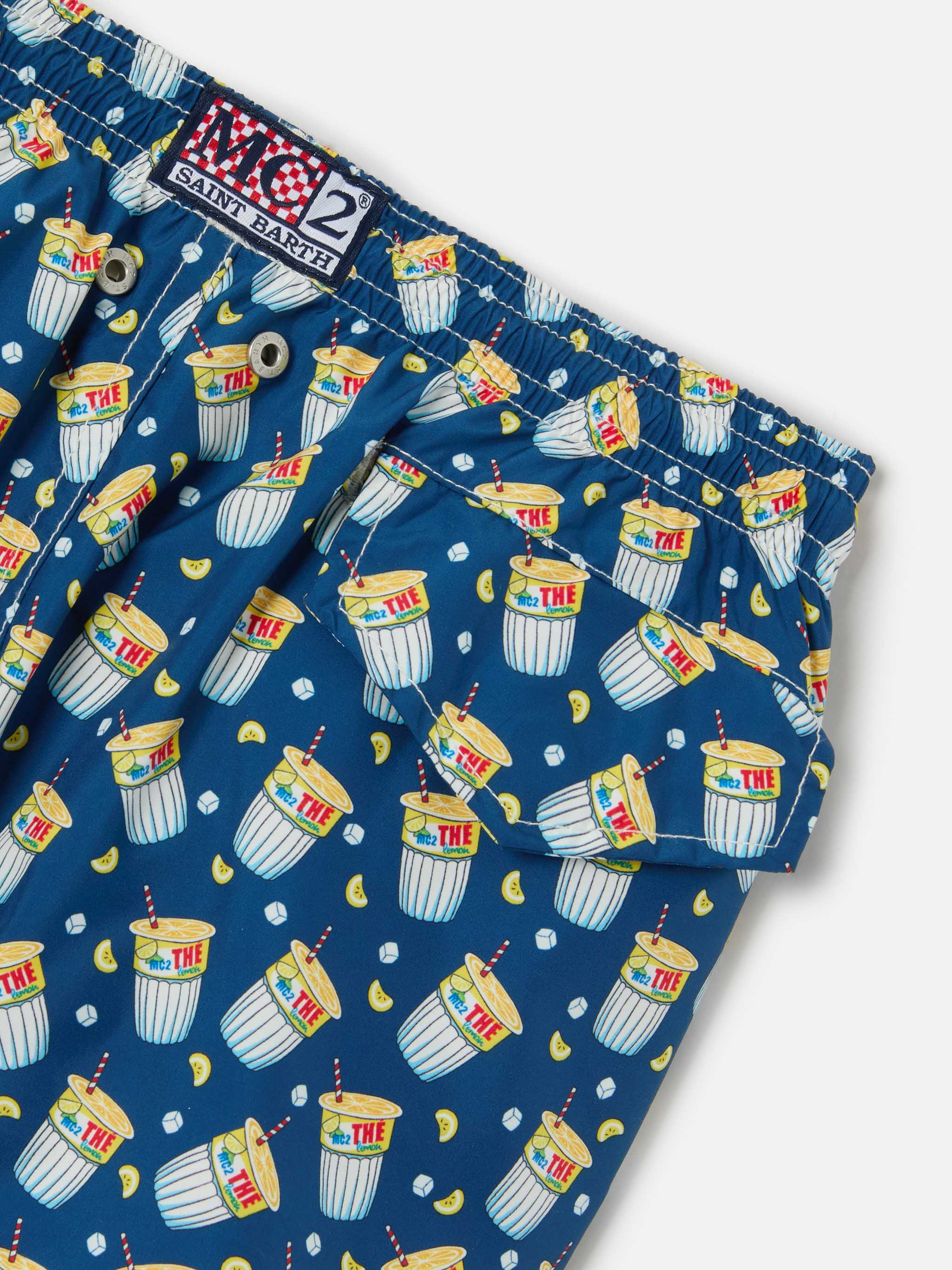 Lightweight Fabric Swimshorts With Estathè Print | Estathe Special Edition Swimshort